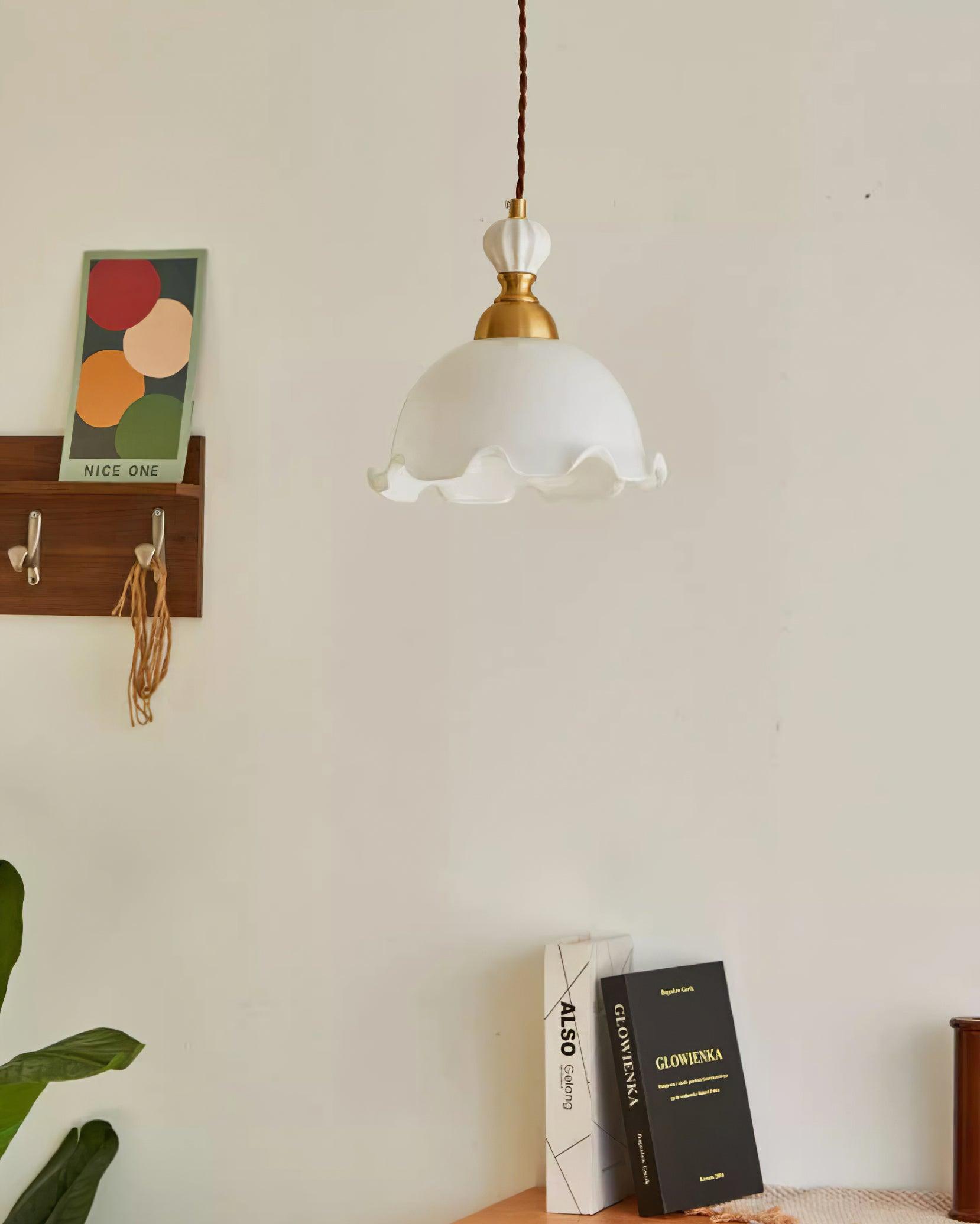Pendant Lamp Wavy Edge Glass Shade Soft Glow Vintage Romantic - Letslighting