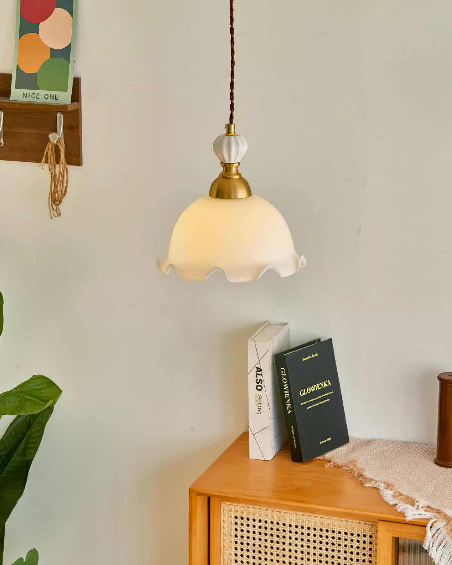 Pendant Lamp Wavy Edge Glass Shade Soft Glow Vintage Romantic - Letslighting