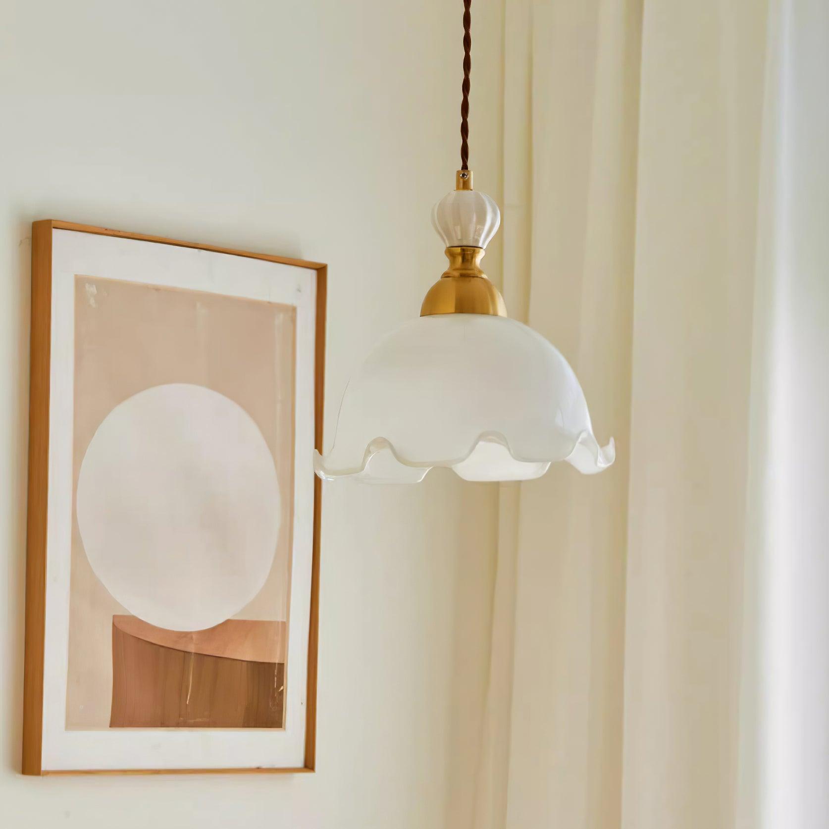 Pendant Lamp Wavy Edge Glass Shade Soft Glow Vintage Romantic - Letslighting