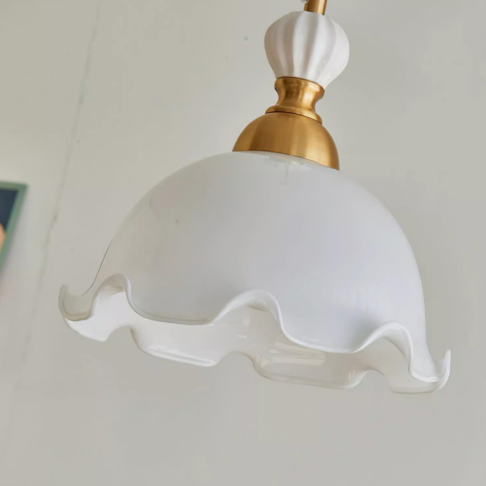 Pendant Lamp Wavy Edge Glass Shade Soft Glow Vintage Romantic - Letslighting