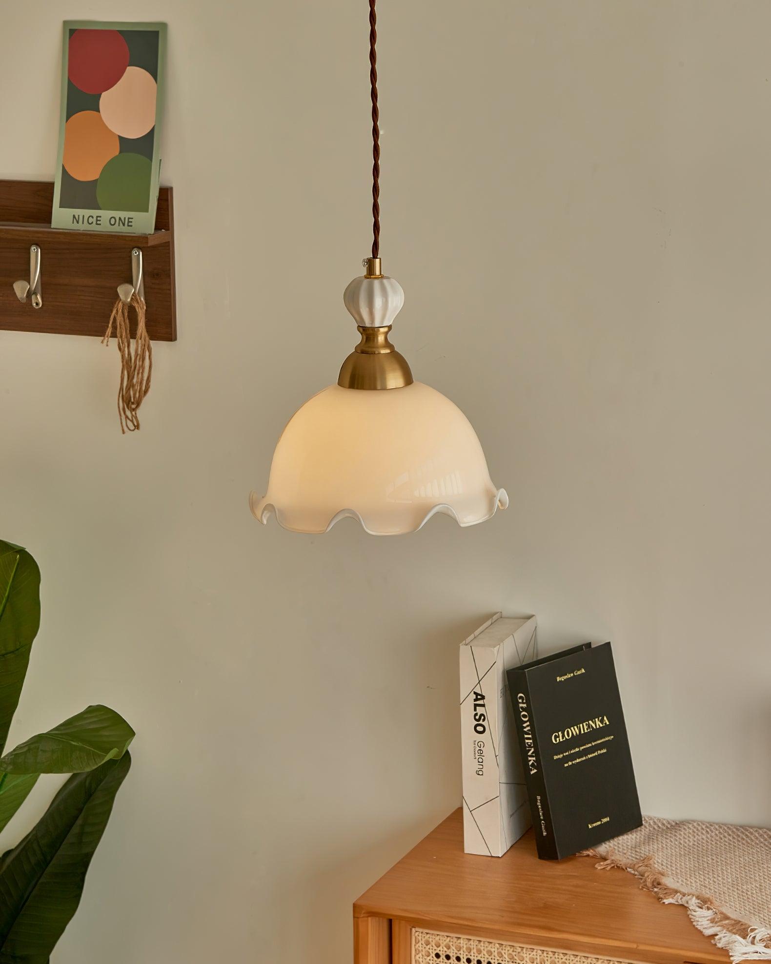 Pendant Lamp Wavy Edge Glass Shade Soft Glow Vintage Romantic - Letslighting