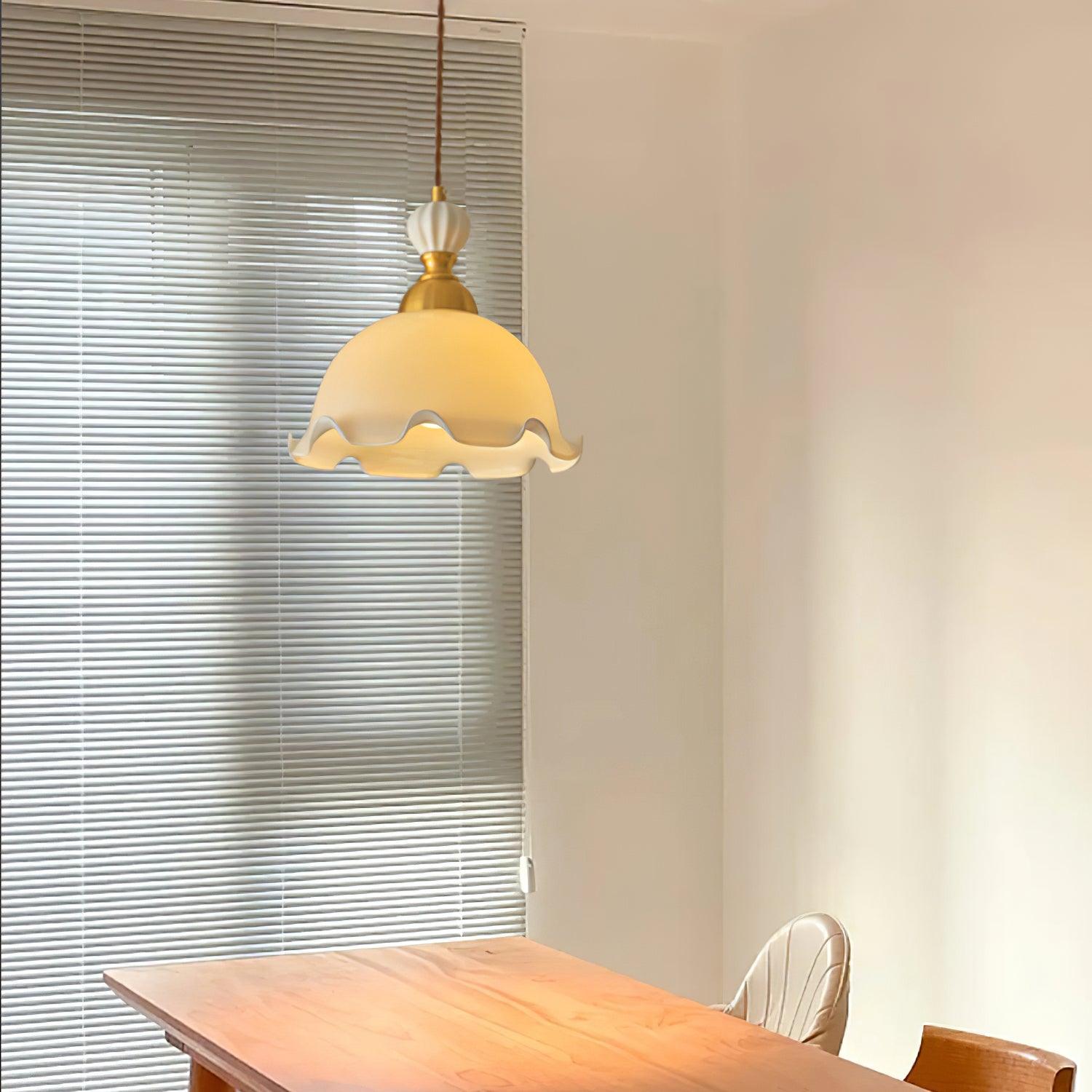 Pendant Lamp Wavy Edge Glass Shade Soft Glow Vintage Romantic - Letslighting
