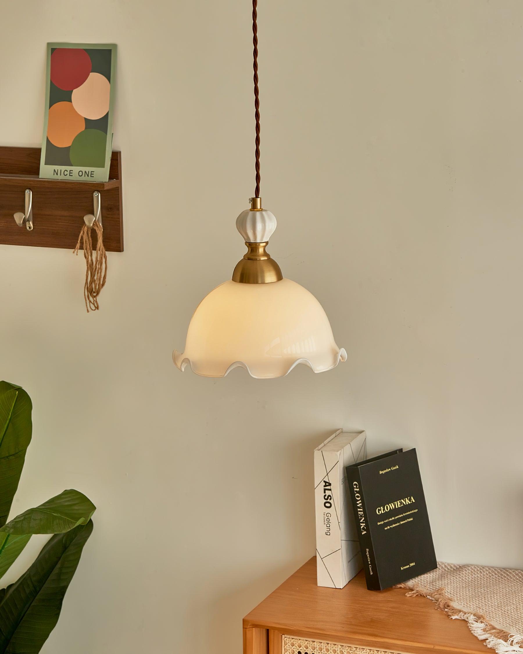 Pendant Lamp Wavy Edge Glass Shade Soft Glow Vintage Romantic - Letslighting