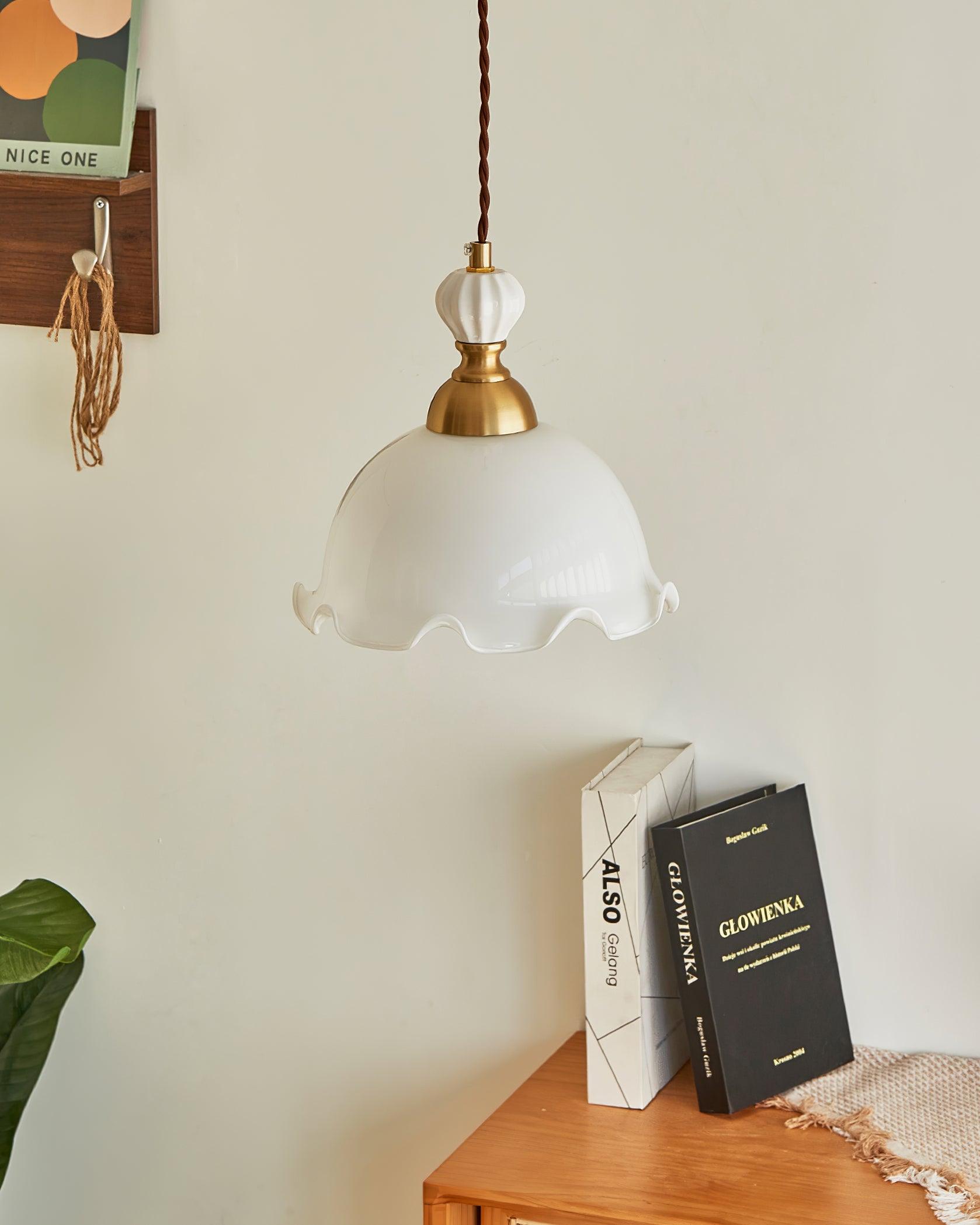 Pendant Lamp Wavy Edge Glass Shade Soft Glow Vintage Romantic - Letslighting