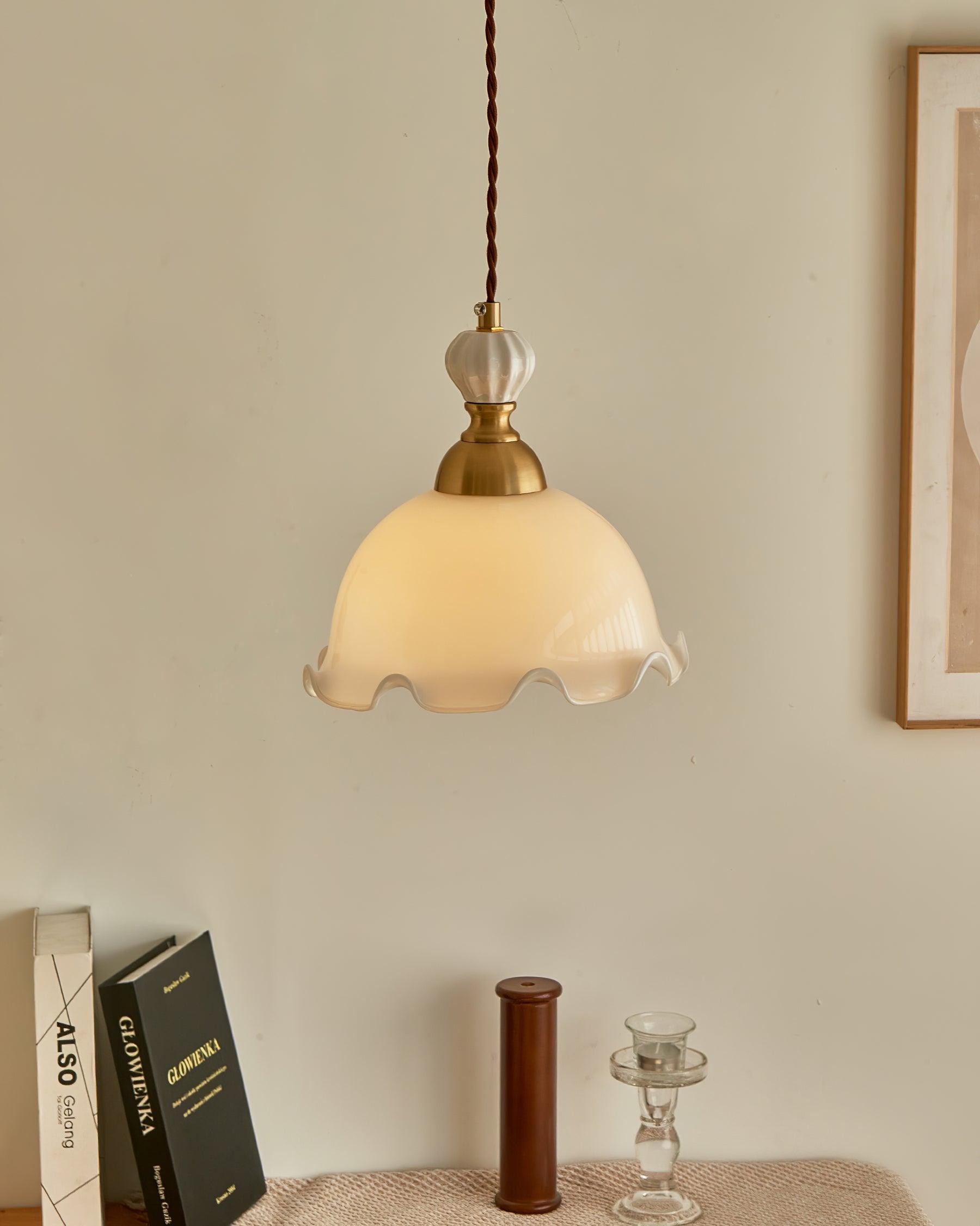 Pendant Lamp Wavy Edge Glass Shade Soft Glow Vintage Romantic - Letslighting