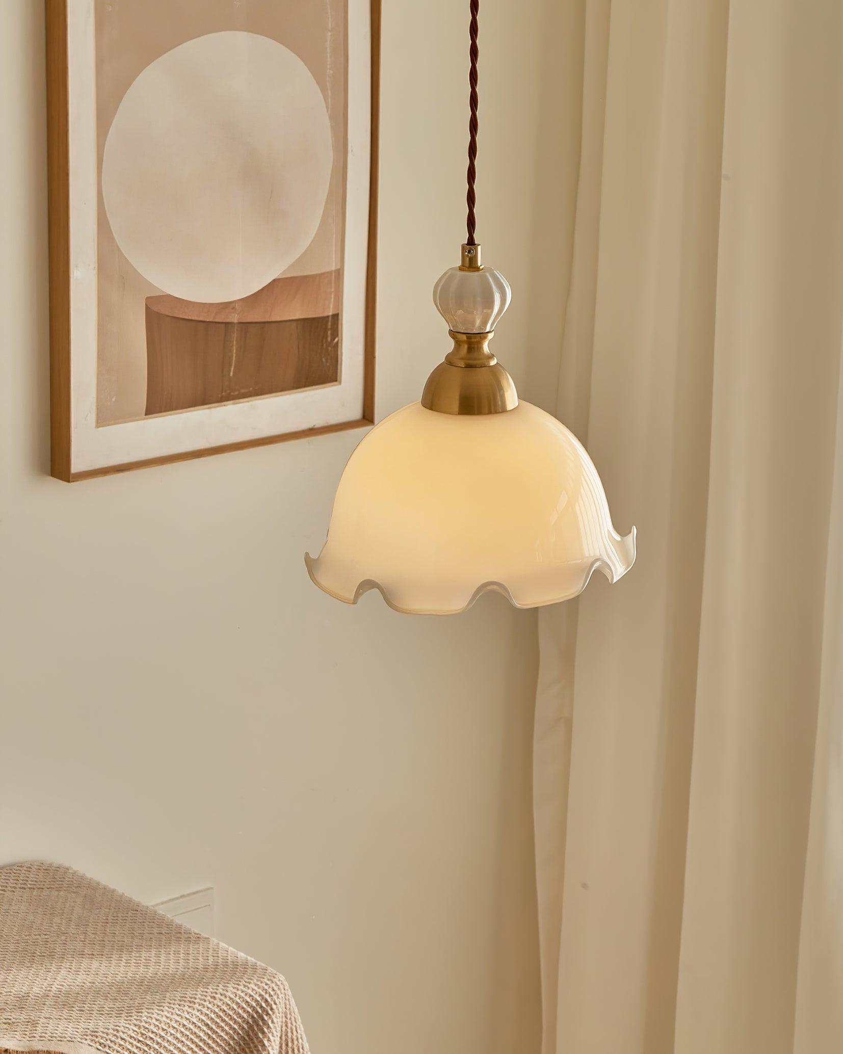 Pendant Lamp Wavy Edge Glass Shade Soft Glow Vintage Romantic - Letslighting