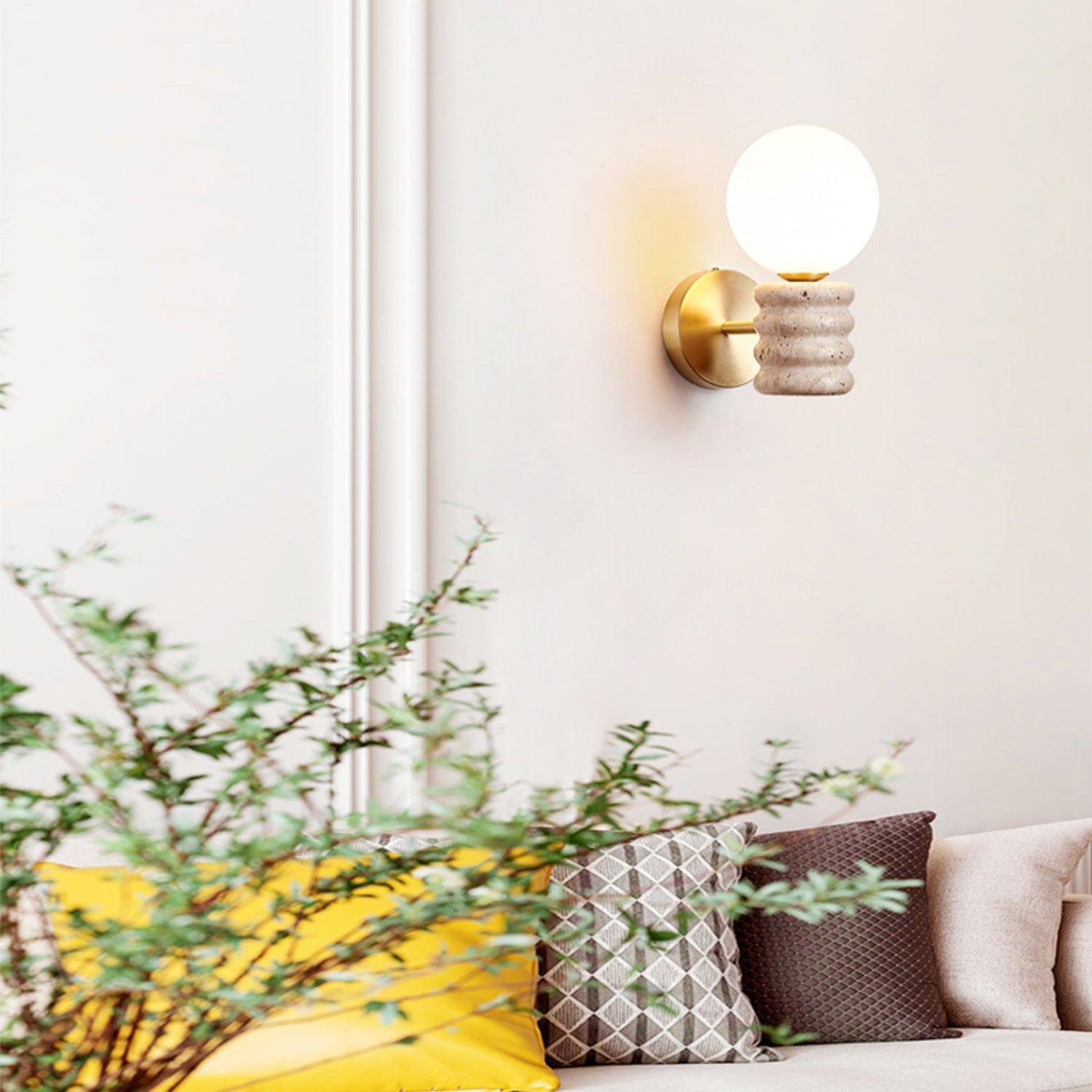 Ljomuvyh Travertine Glass Wall Lamp - Letslighting