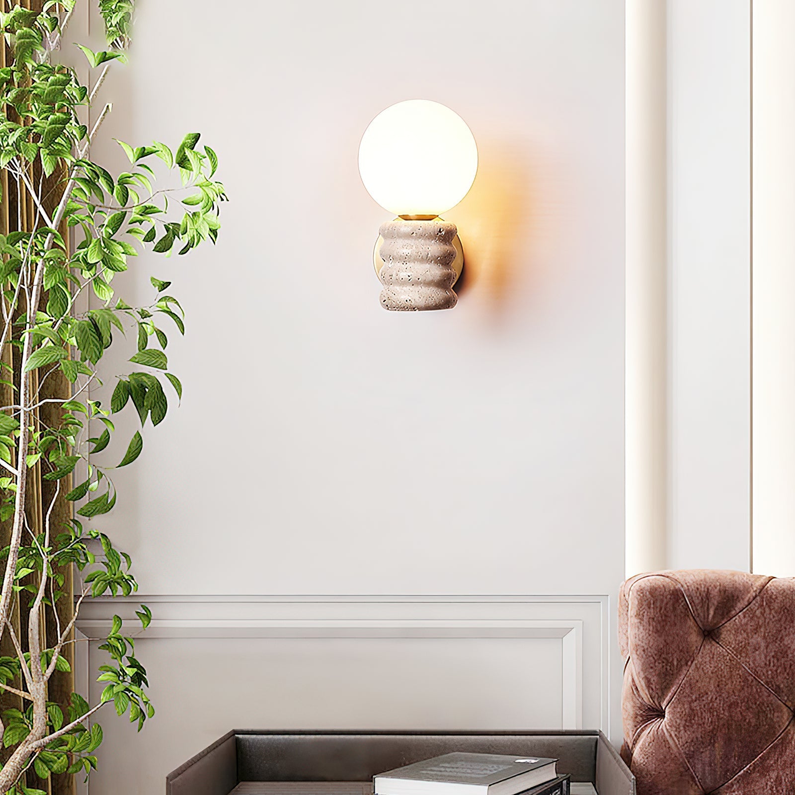 Ljomuvyh Travertine Glass Wall Lamp - Letslighting