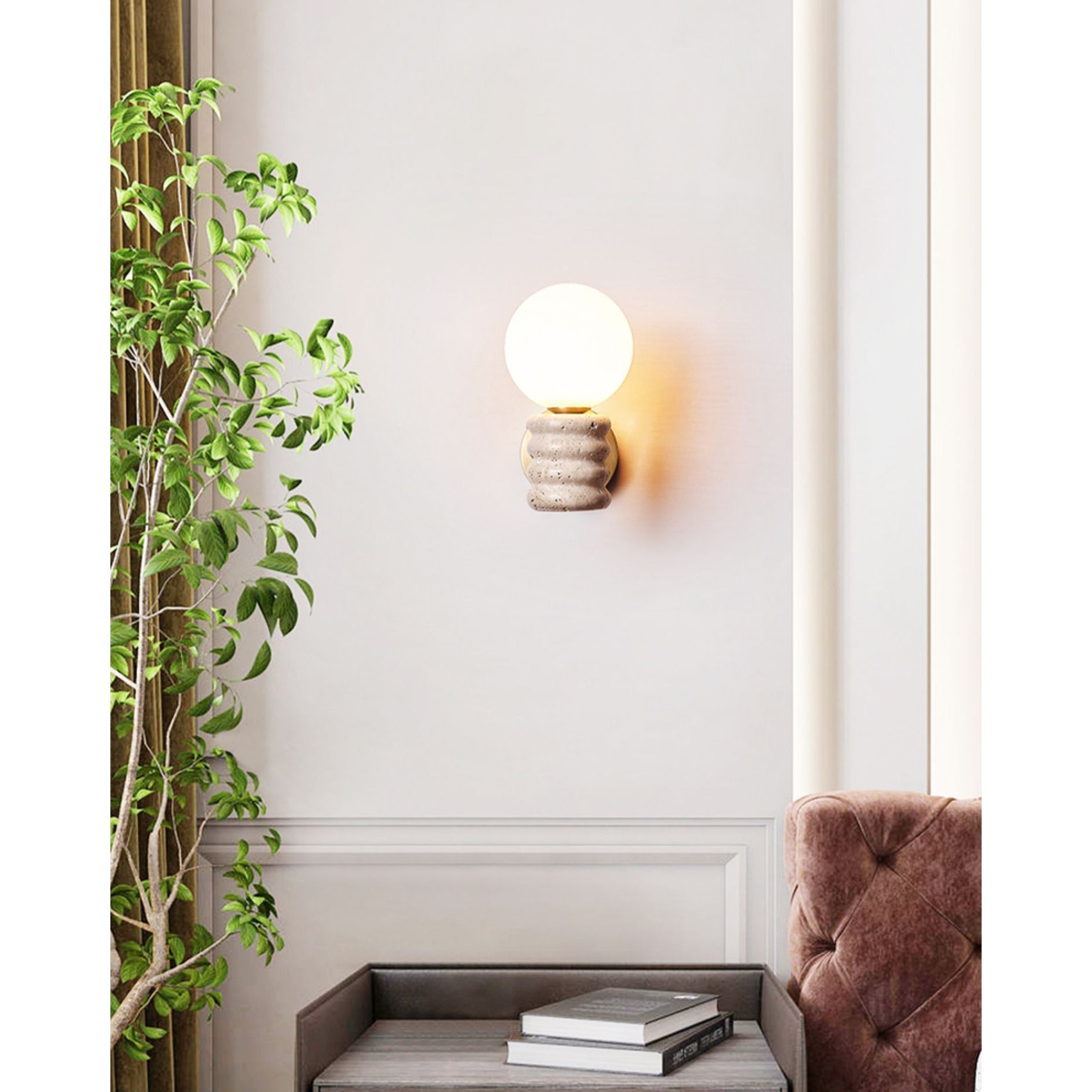 Ljomuvyh Travertine Glass Wall Lamp - Letslighting