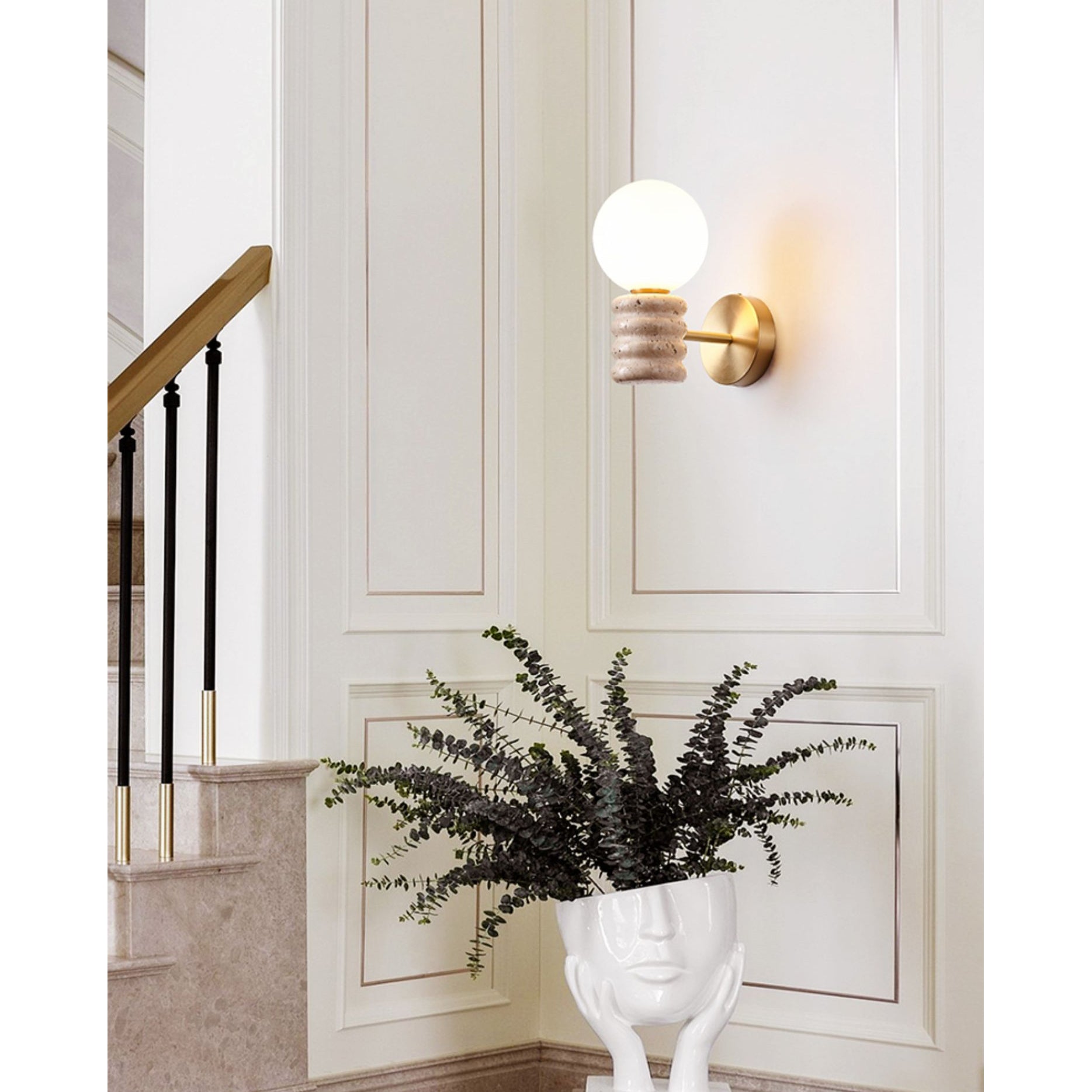 Ljomuvyh Travertine Glass Wall Lamp - Letslighting