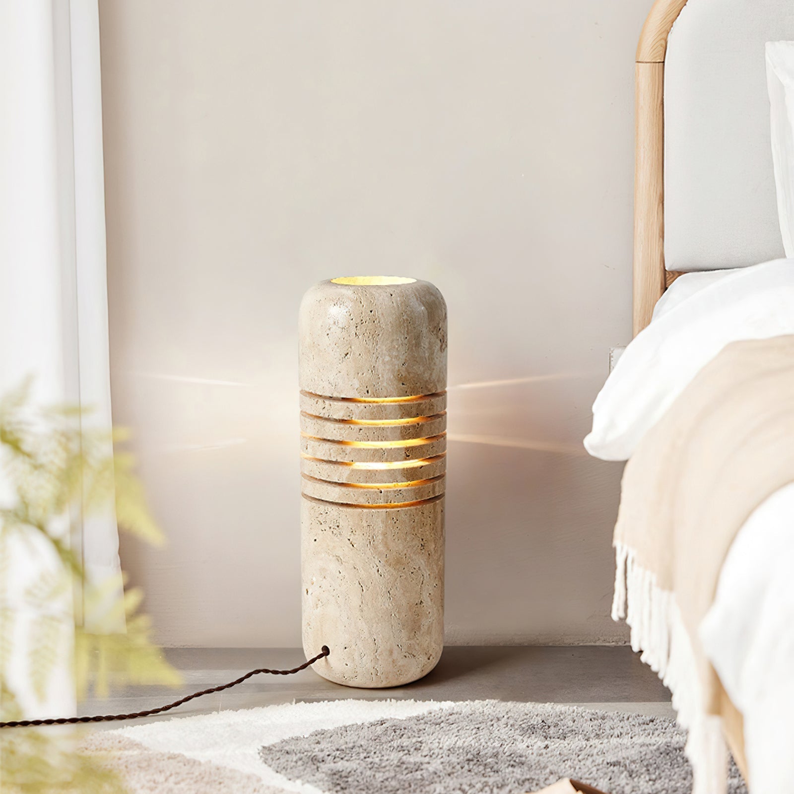 Aursolila Cylindrical Travertine Table Lamp - Letslighting