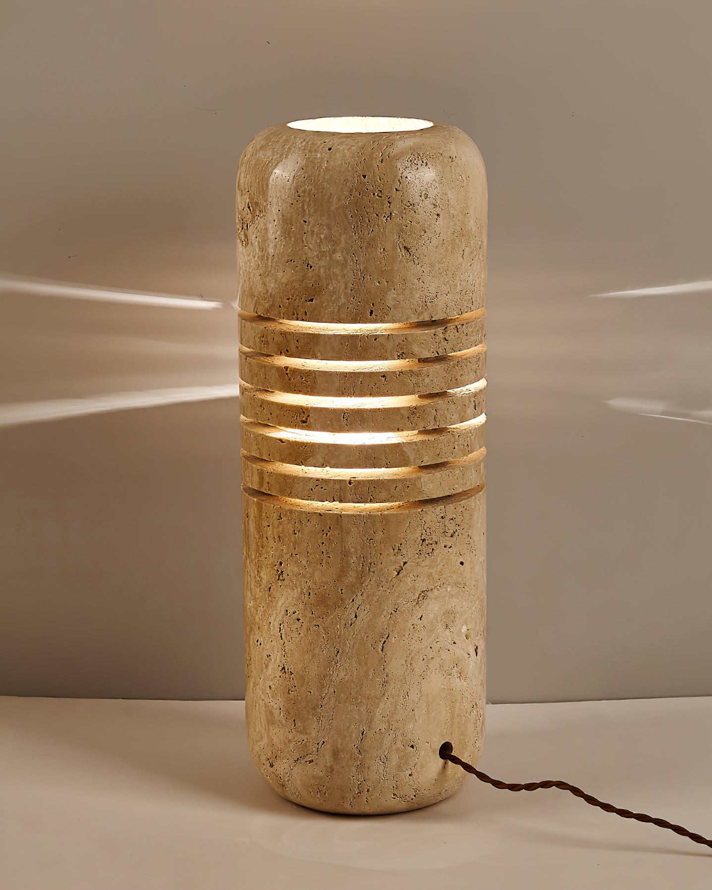 Aursolila Cylindrical Travertine Table Lamp - Letslighting