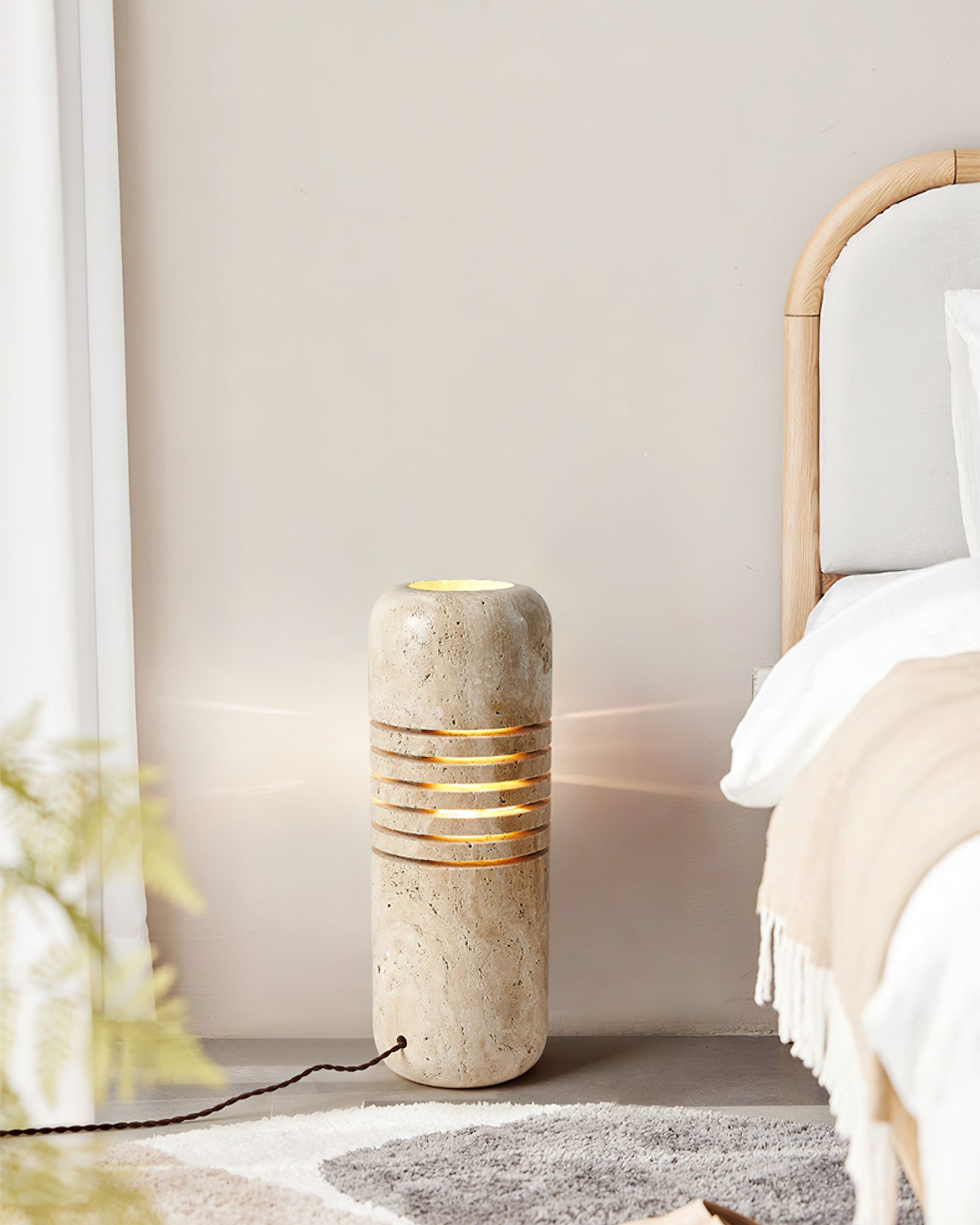 Aursolila Cylindrical Travertine Table Lamp - Letslighting