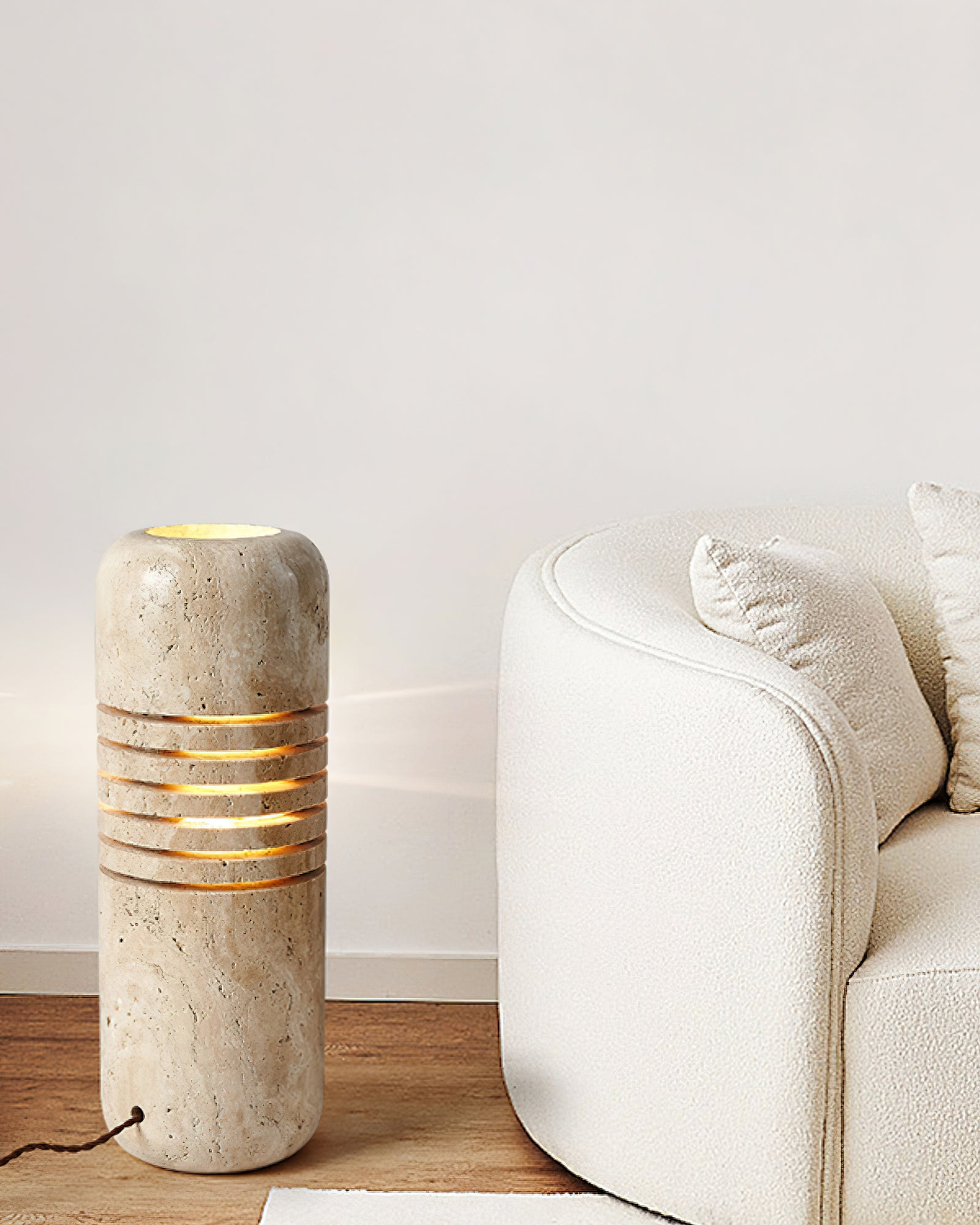Aursolila Cylindrical Travertine Table Lamp - Letslighting