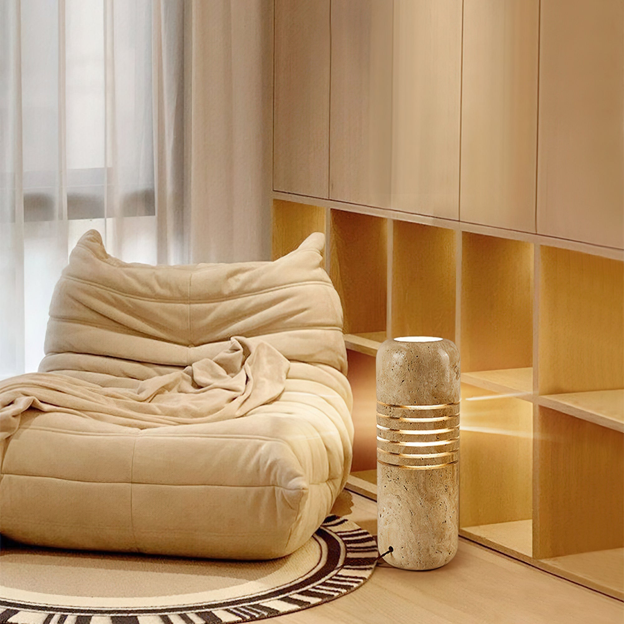 Aursolila Cylindrical Travertine Table Lamp - Letslighting