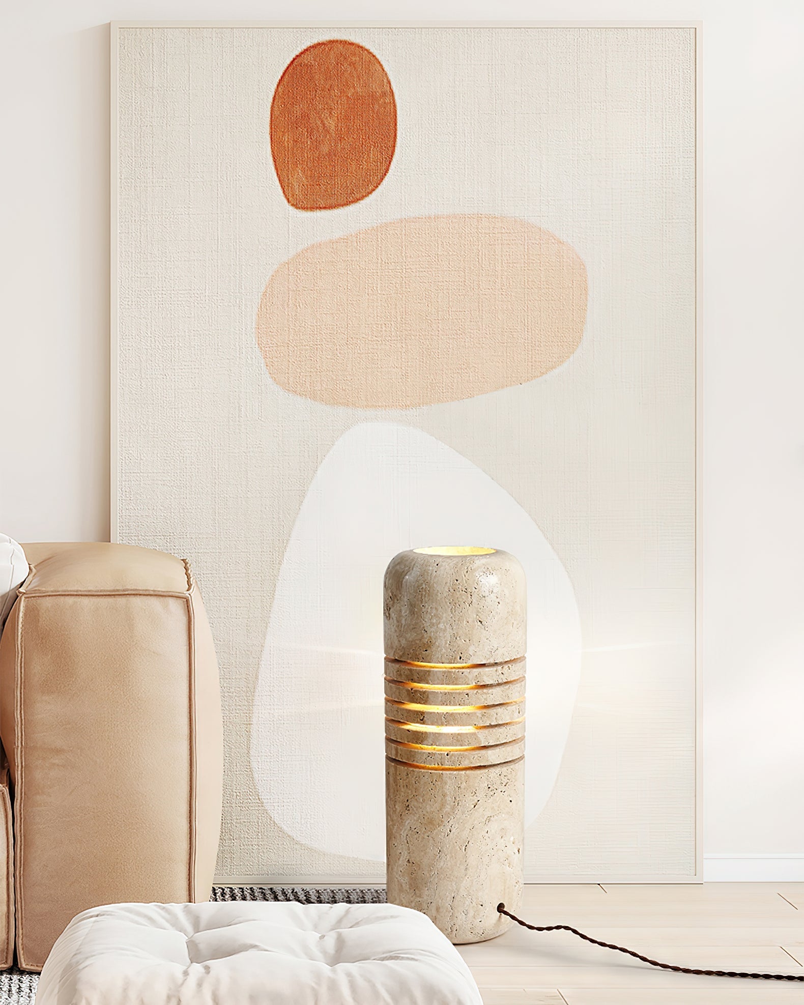Aursolila Cylindrical Travertine Table Lamp - Letslighting