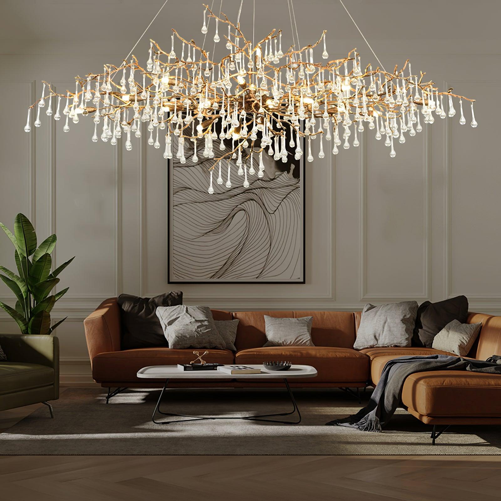 Lustra Chandelier Brass Crystal Branch - Letslighting