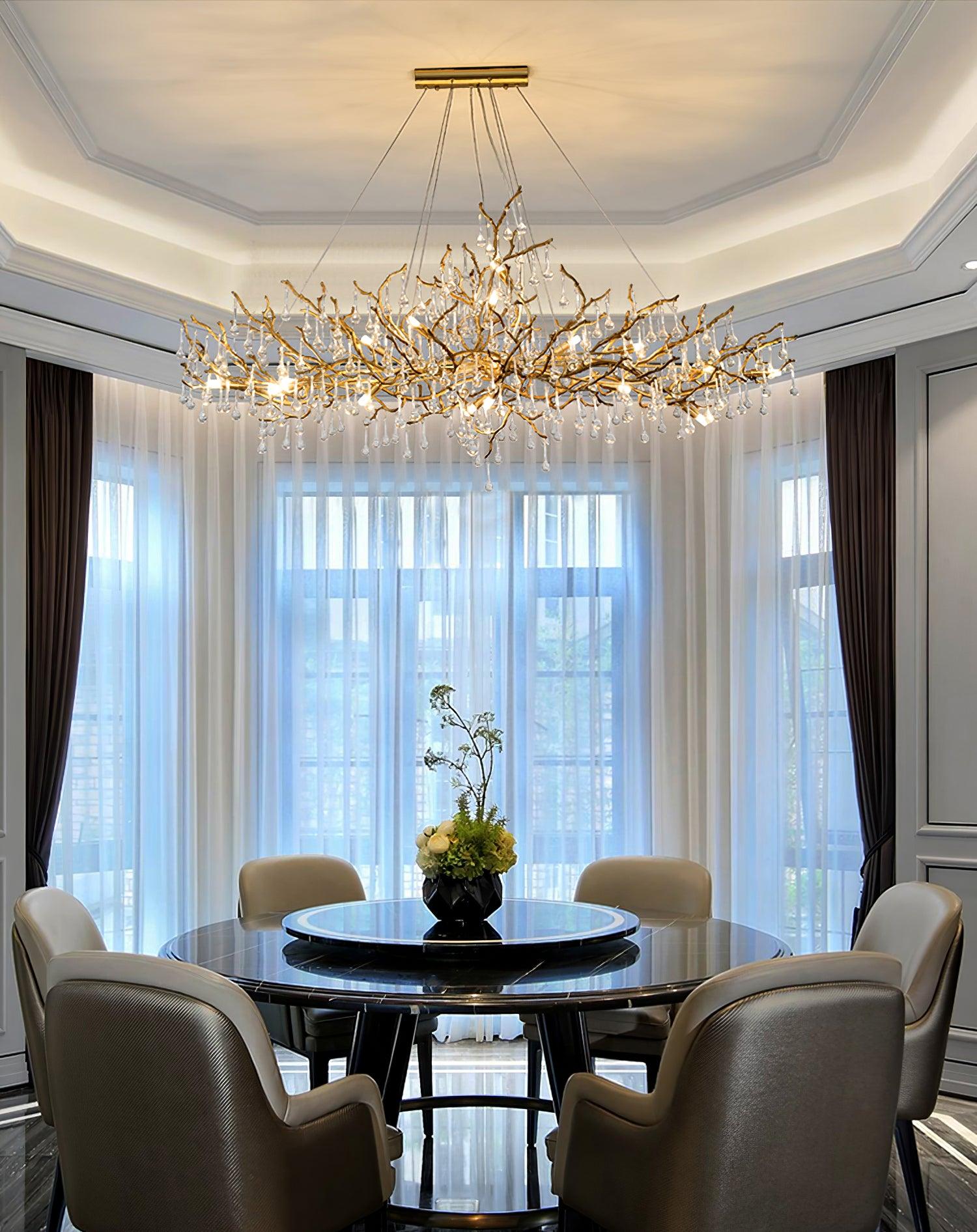 Lustra Chandelier Brass Crystal Branch - Letslighting