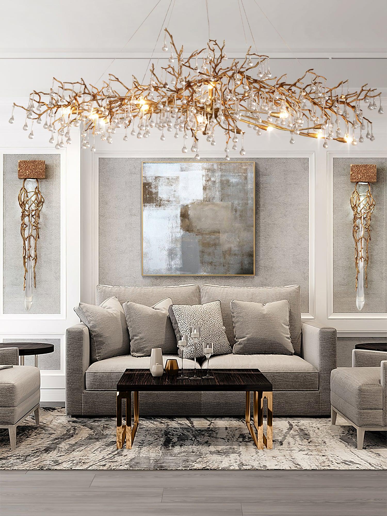 Lustra Chandelier Brass Crystal Branch - Letslighting