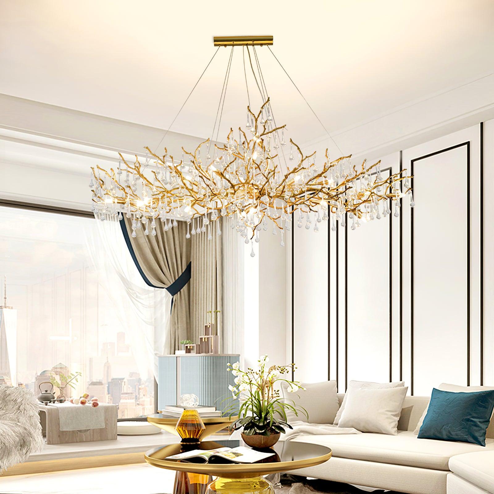 Lustra Chandelier Brass Crystal Branch - Letslighting