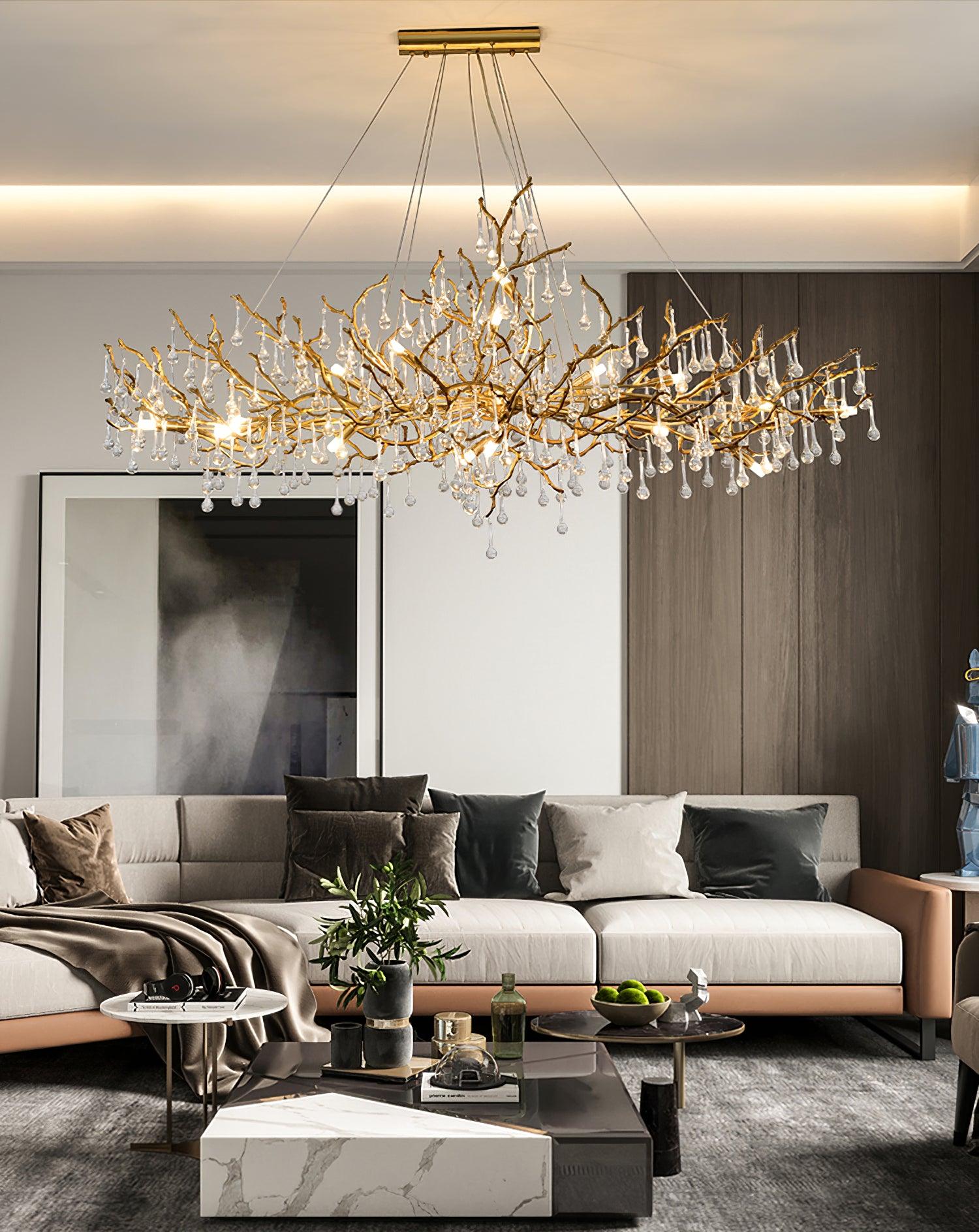 Lustra Chandelier Brass Crystal Branch - Letslighting