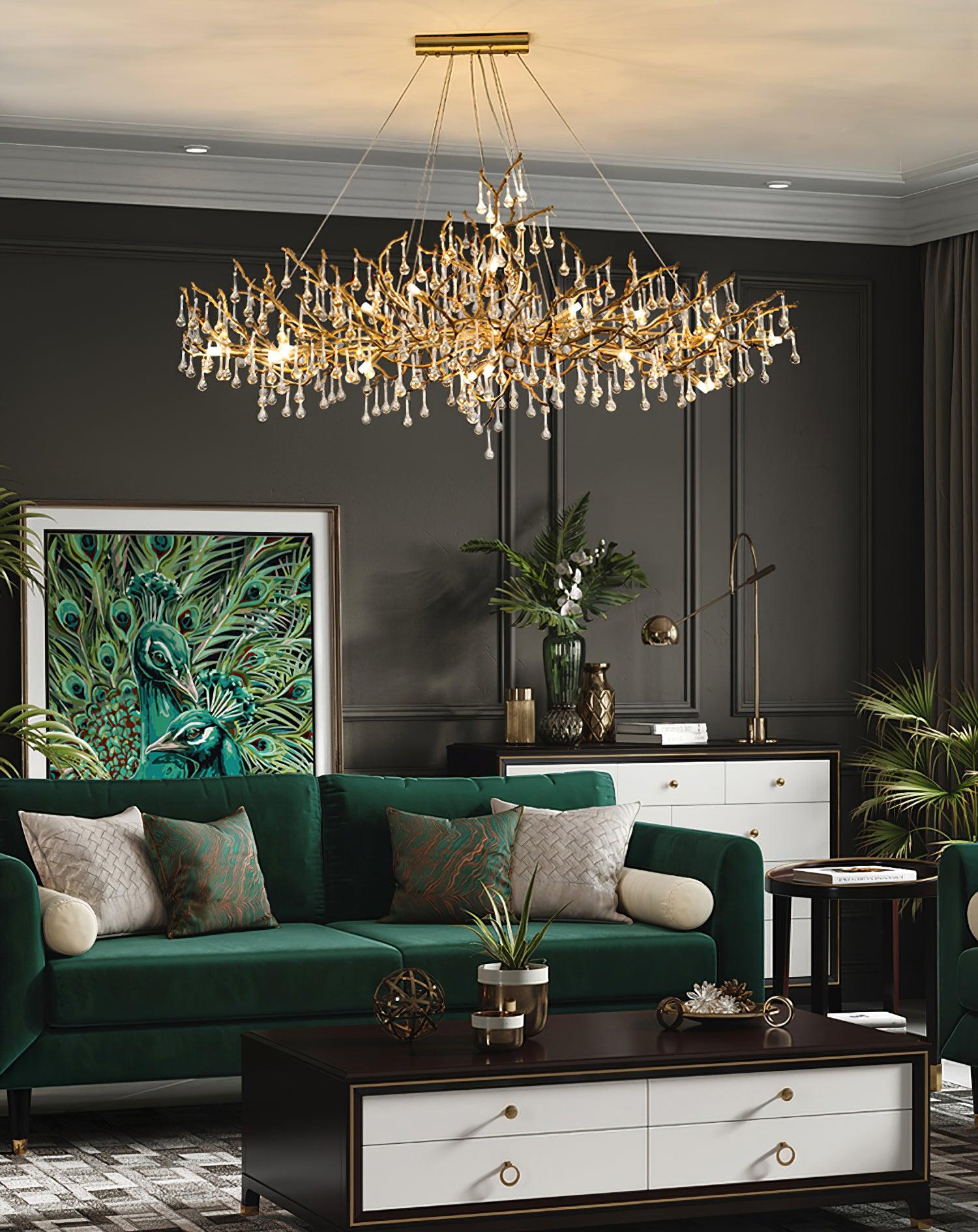 Lustra Chandelier Brass Crystal Branch - Letslighting