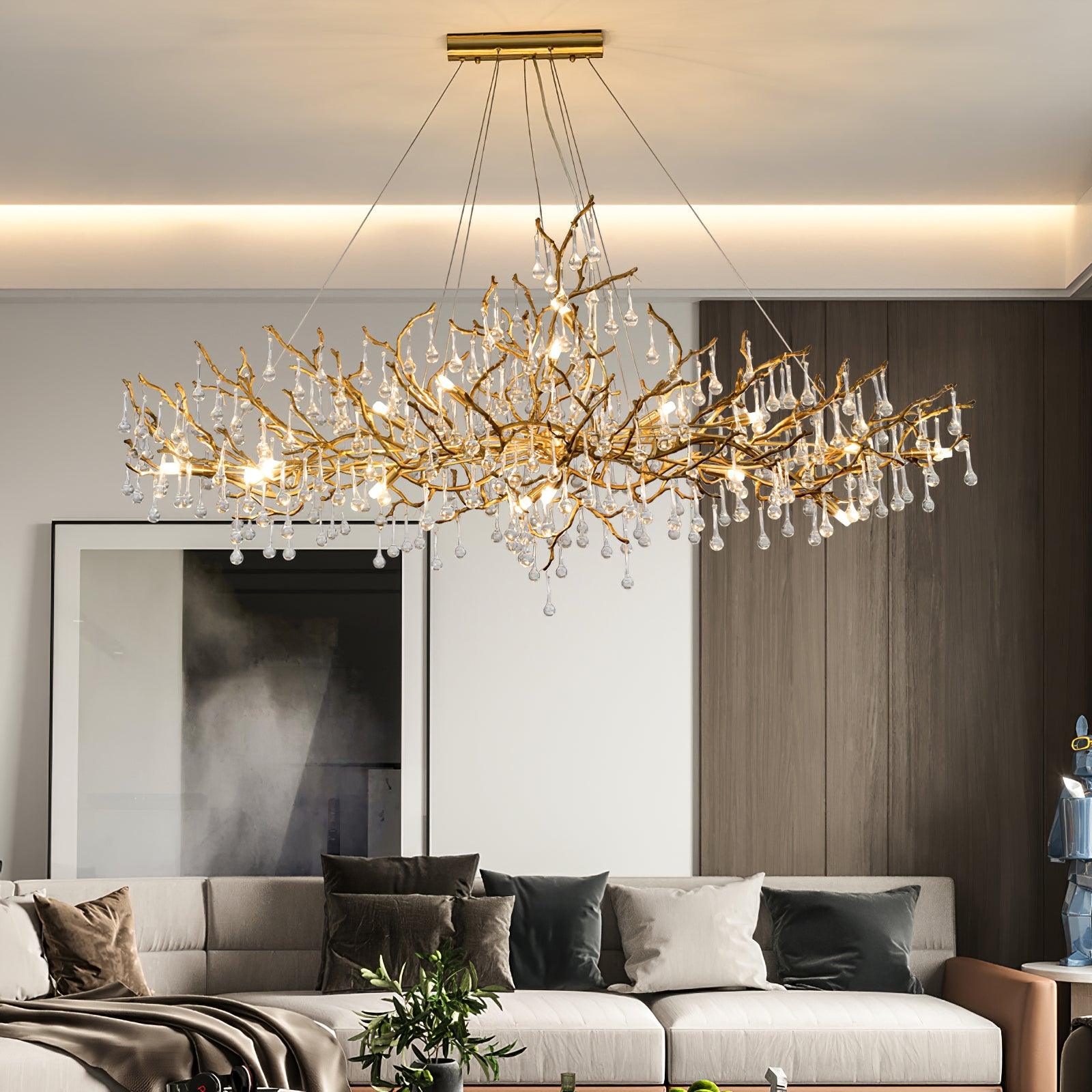 Lustra Chandelier Brass Crystal Branch - Letslighting