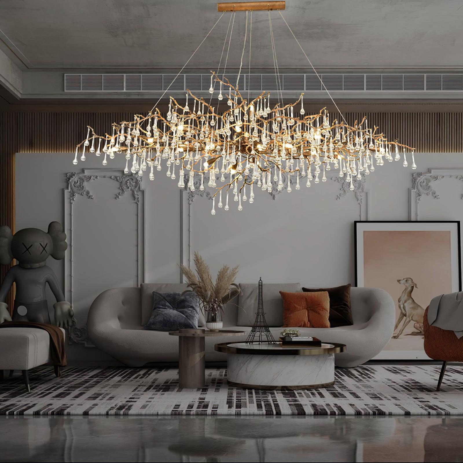 Lustra Chandelier Brass Crystal Branch - Letslighting