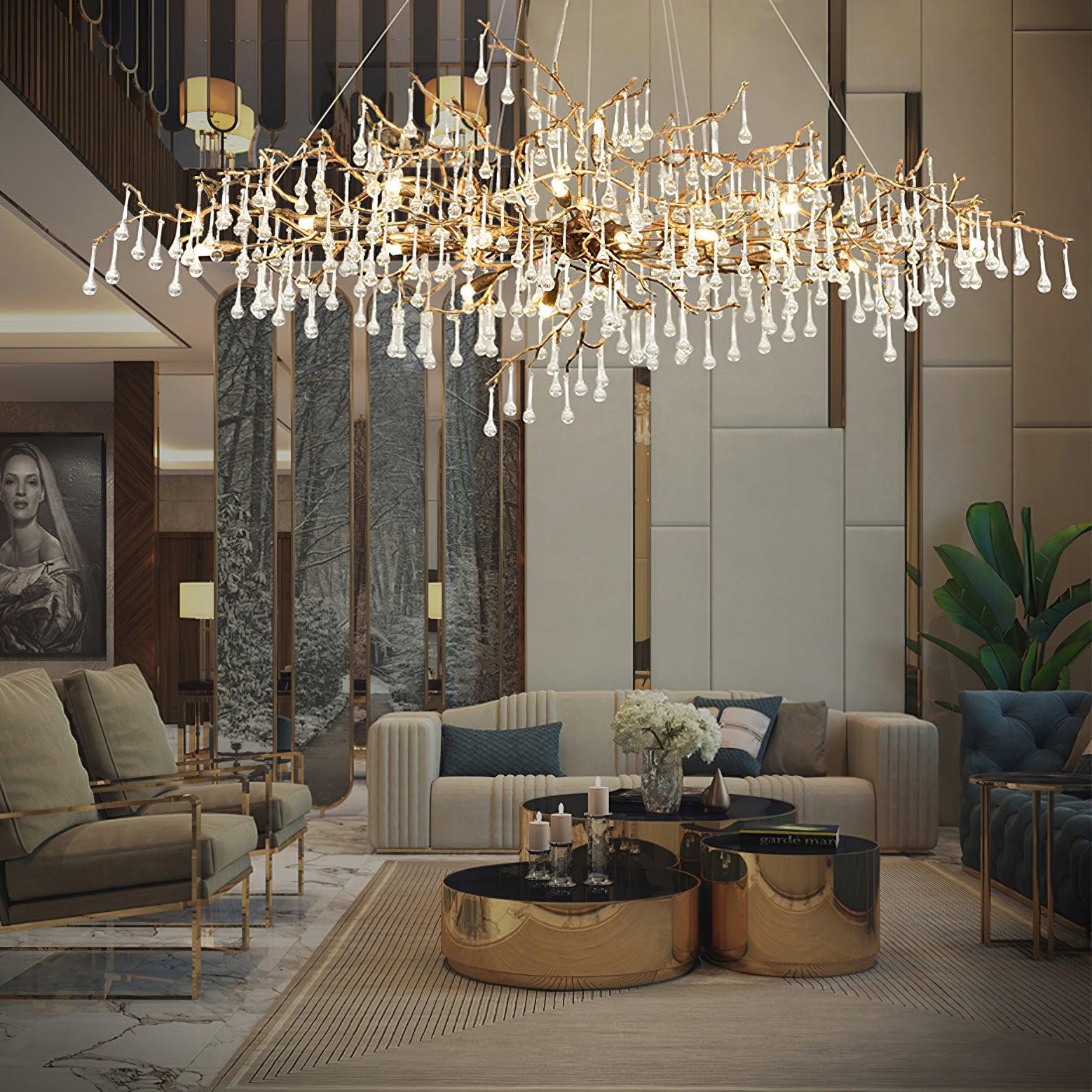 Lustra Chandelier Brass Crystal Branch - Letslighting