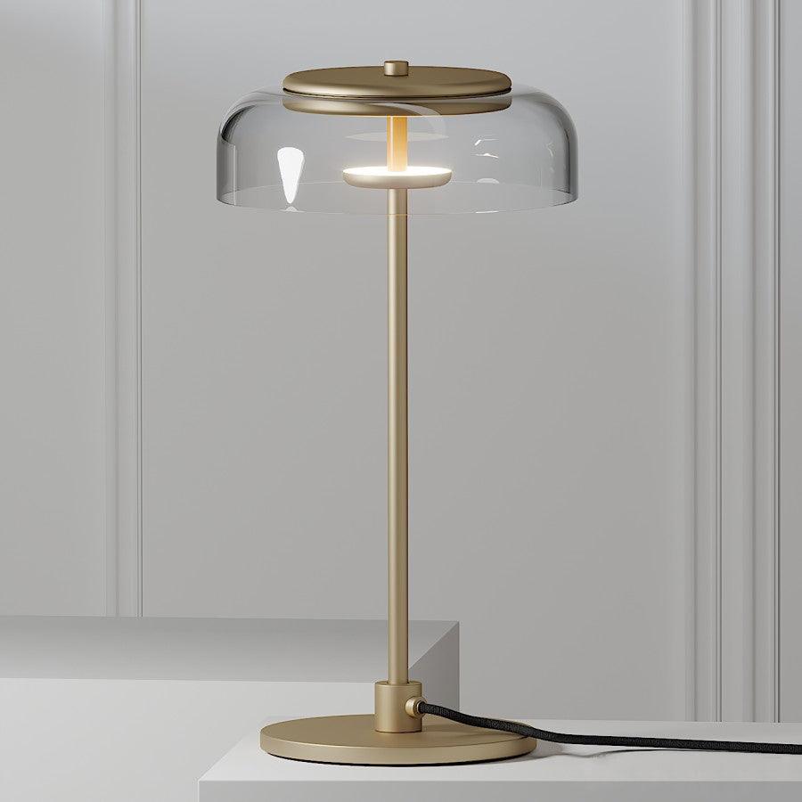 Solara Table Lamp Clear Glass Shade Wood Base - Letslighting