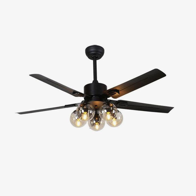 Zazoren Vintage Black Glass Ceiling Fan Light - Letslighting