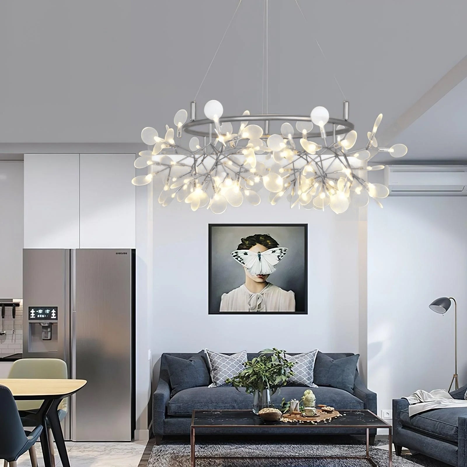 Lustra Chandelier Black Ring Firefly Branch - Letslighting