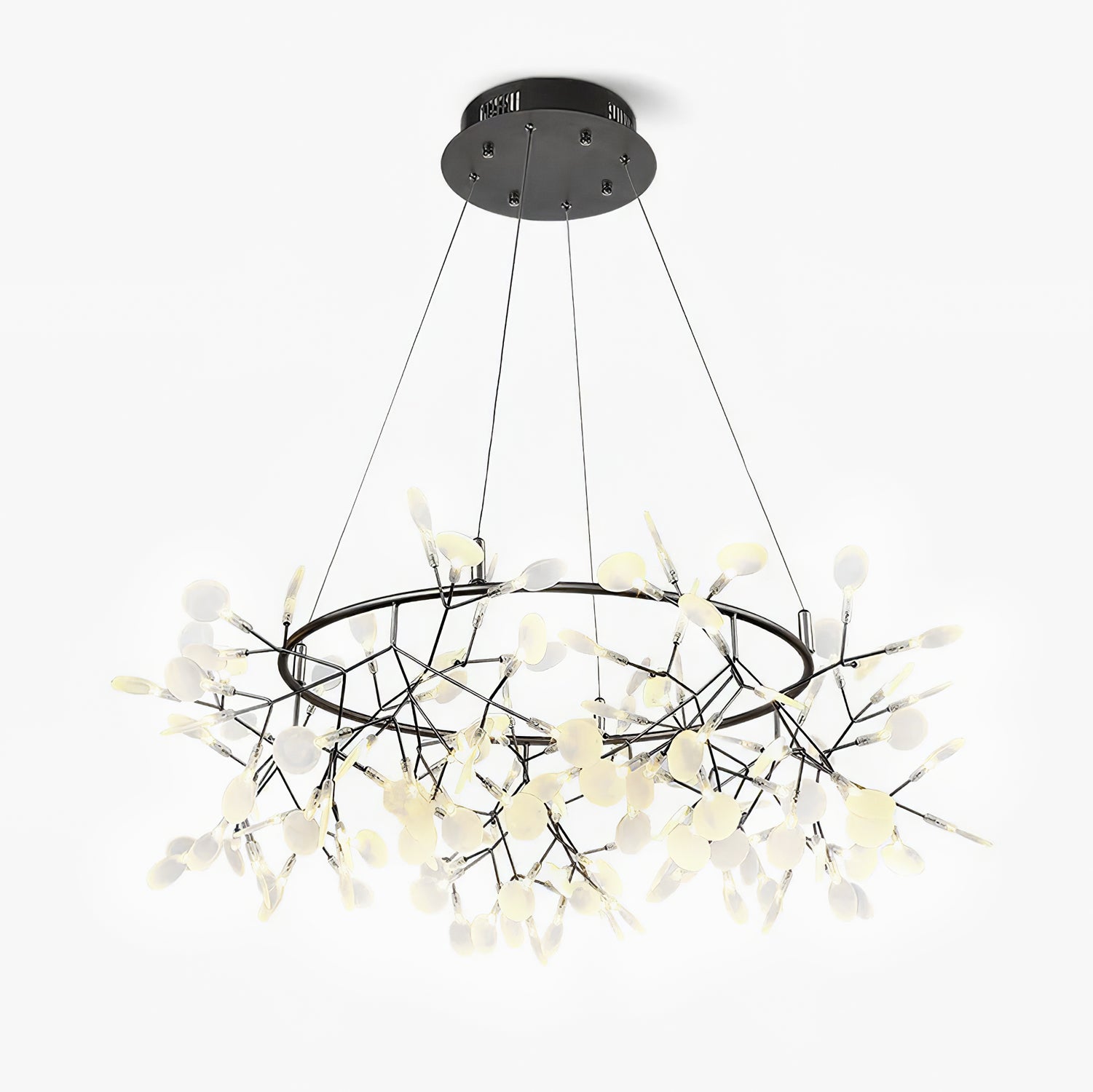 Lustra Chandelier Black Ring Firefly Branch - Letslighting