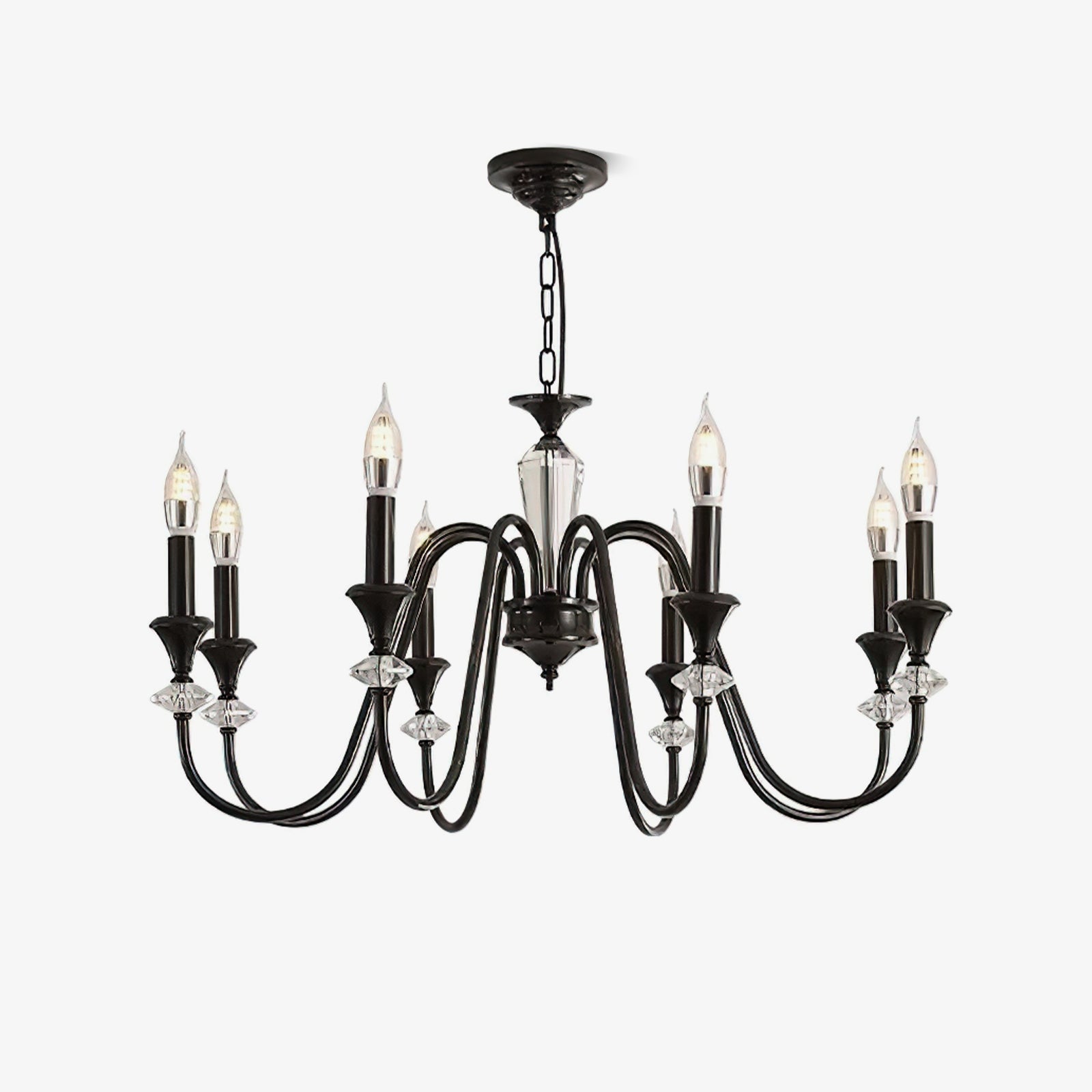 Lustra Chandelier Black & Crystal Candelabra - Letslighting