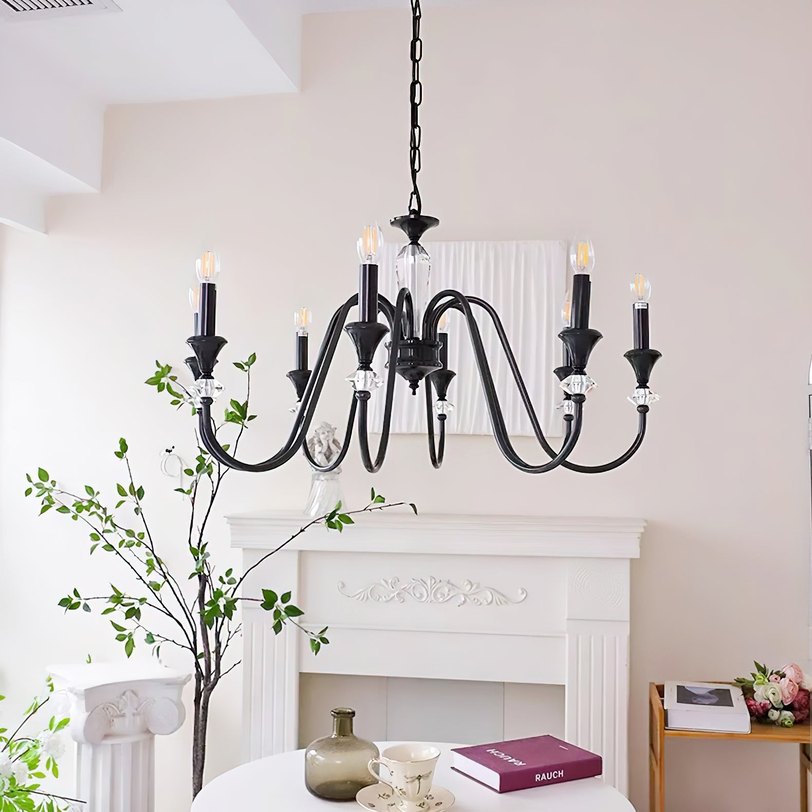 Lustra Chandelier Black & Crystal Candelabra - Letslighting
