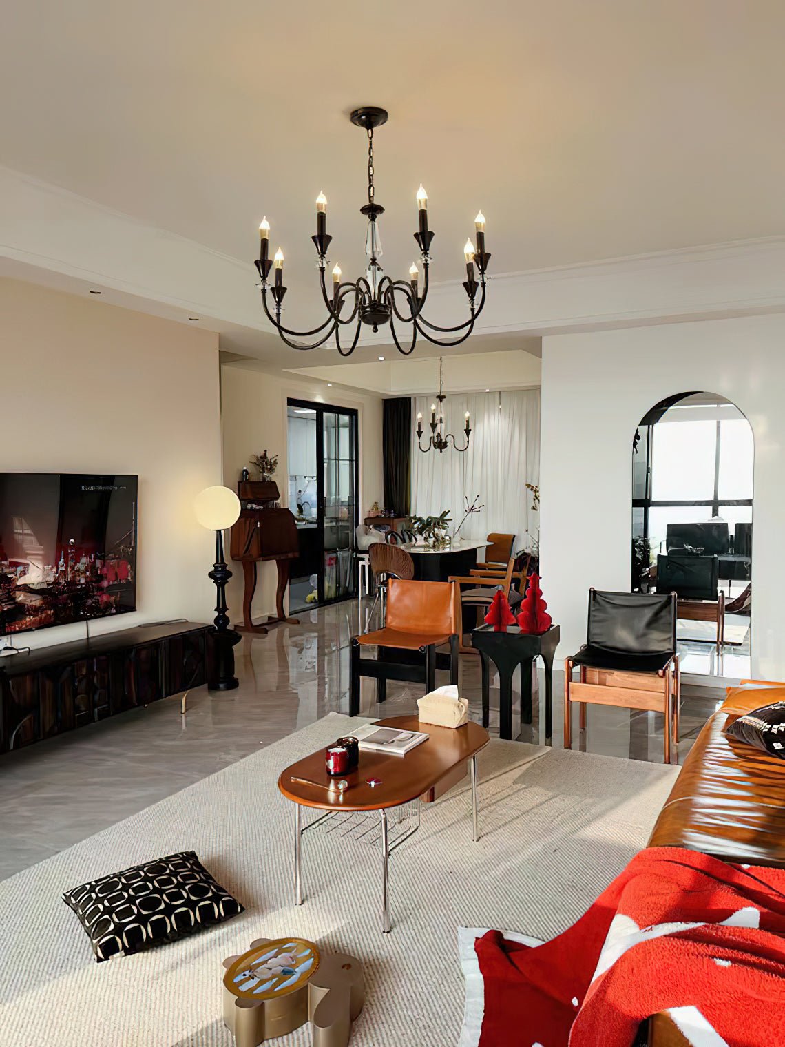 Lustra Chandelier Black & Crystal Candelabra - Letslighting