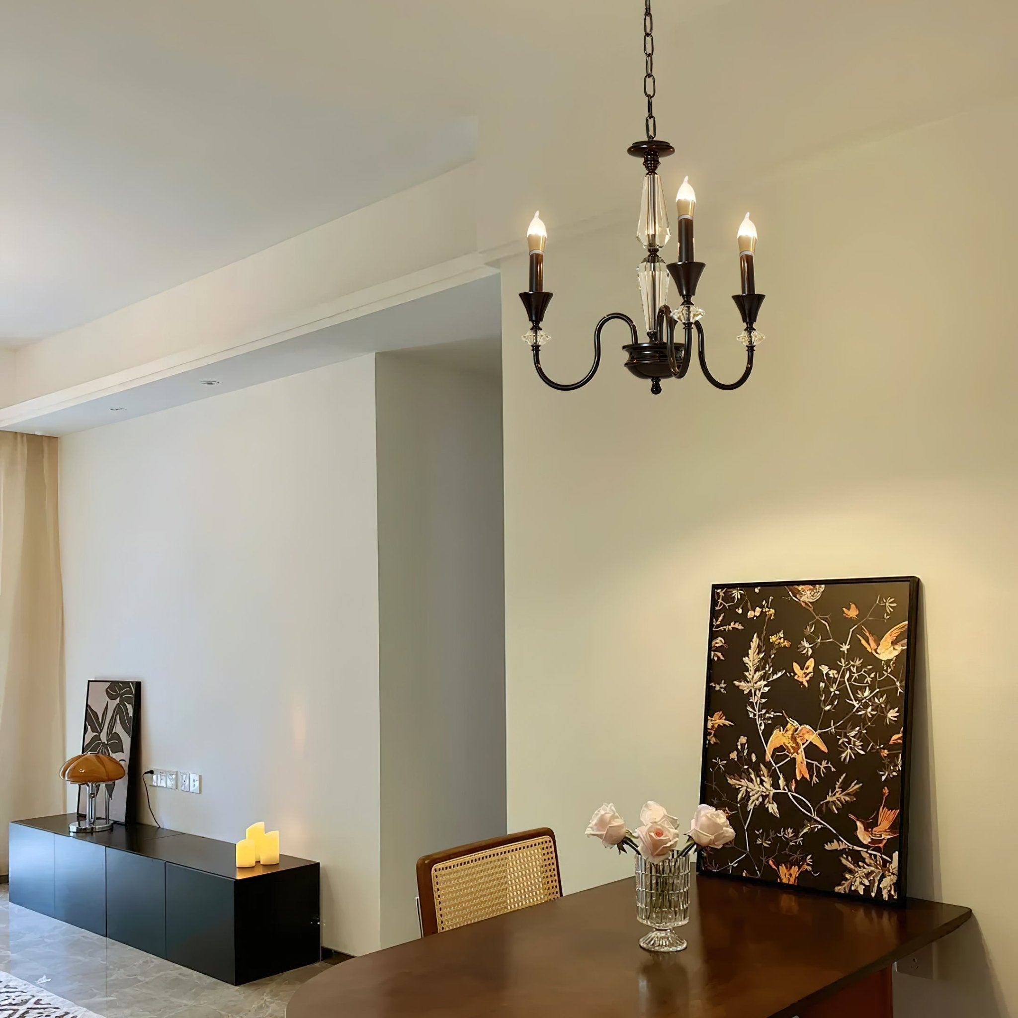 Lustra Chandelier Black & Crystal Candelabra - Letslighting