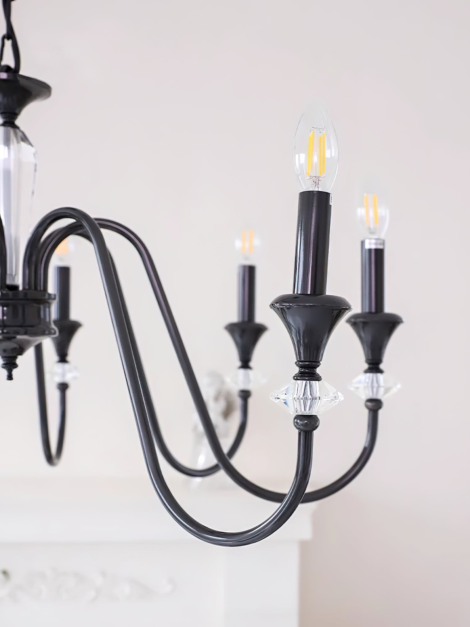 Lustra Chandelier Black & Crystal Candelabra - Letslighting