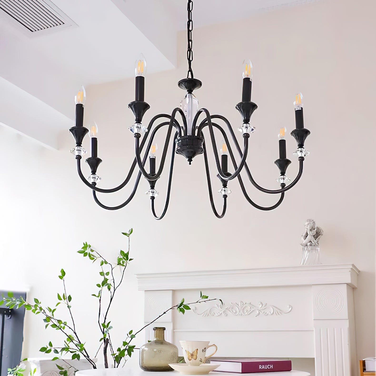 Lustra Chandelier Black & Crystal Candelabra - Letslighting