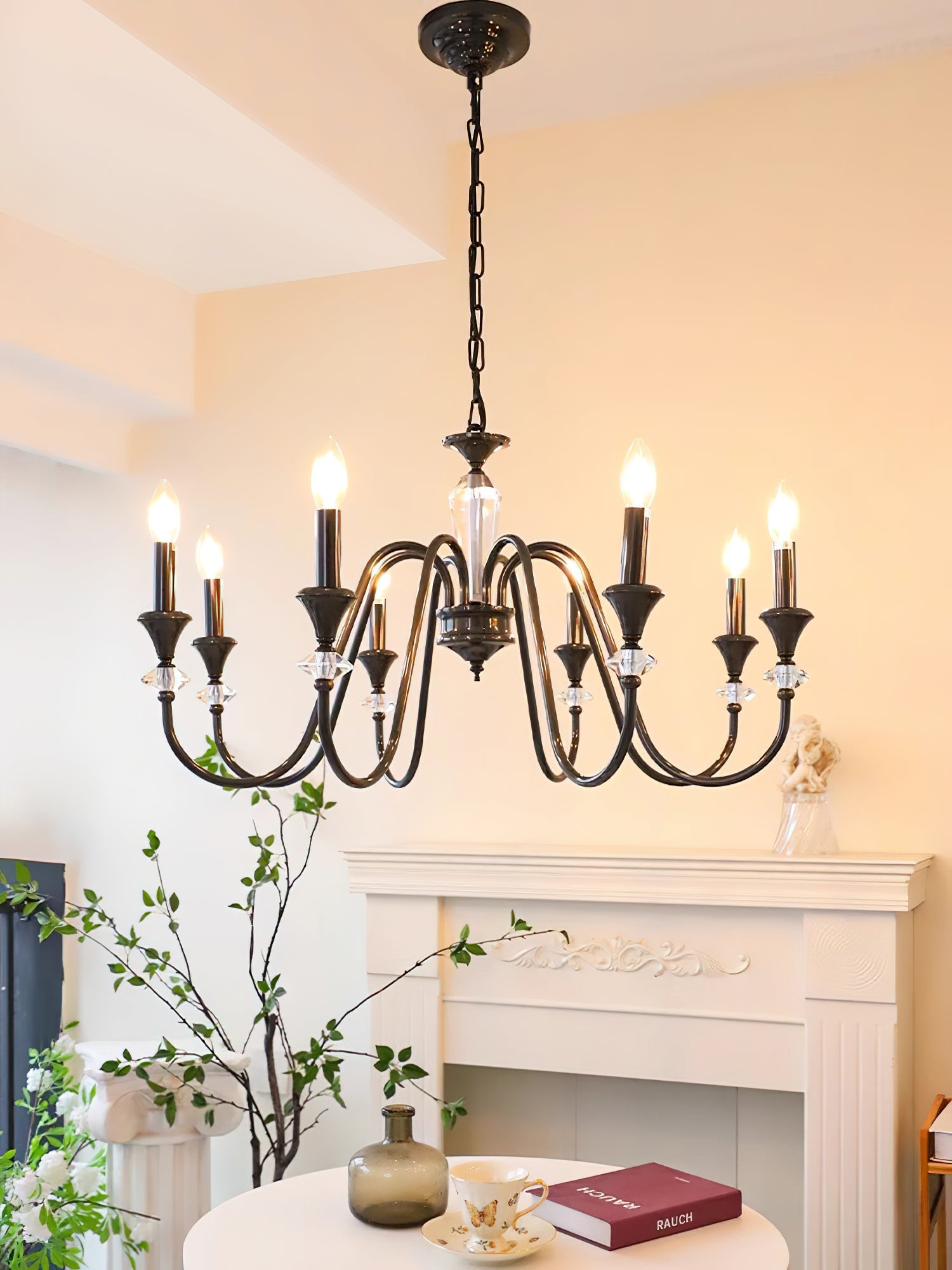 Lustra Chandelier Black & Crystal Candelabra - Letslighting
