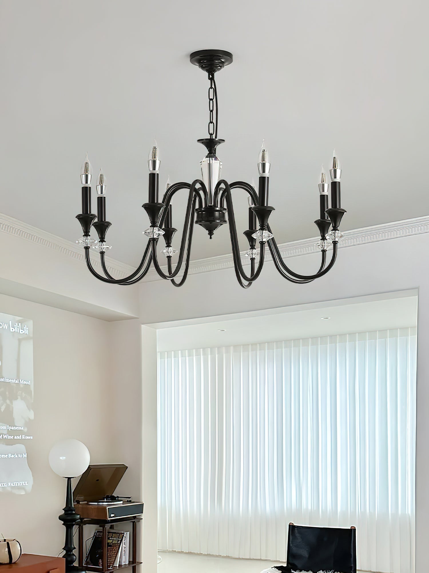 Lustra Chandelier Black & Crystal Candelabra - Letslighting