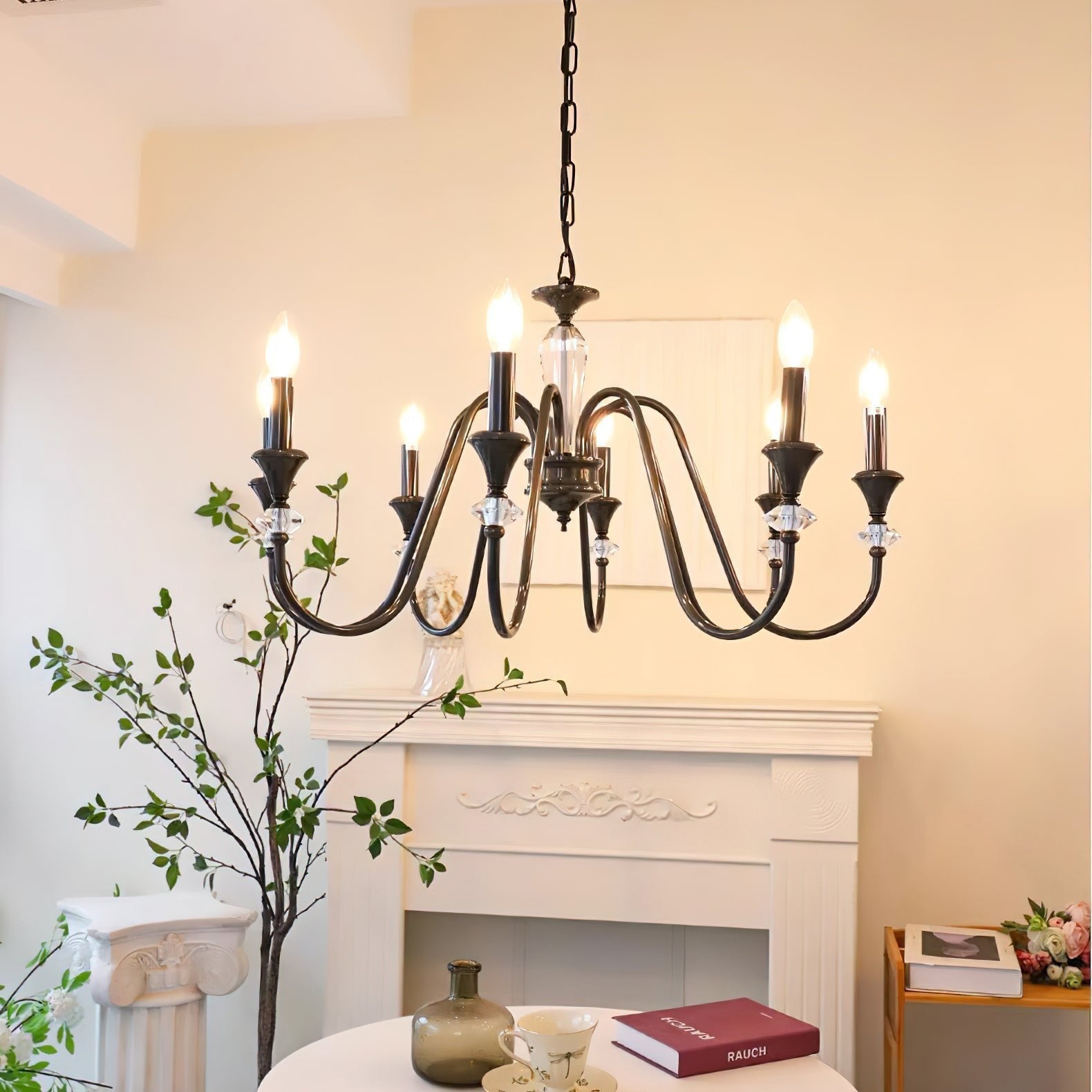 Lustra Chandelier Black & Crystal Candelabra - Letslighting