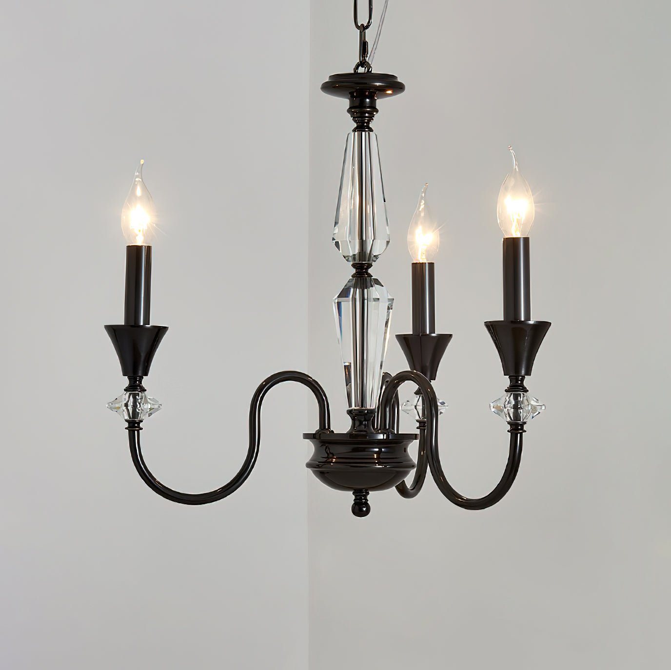 Lustra Chandelier Black & Crystal Candelabra - Letslighting