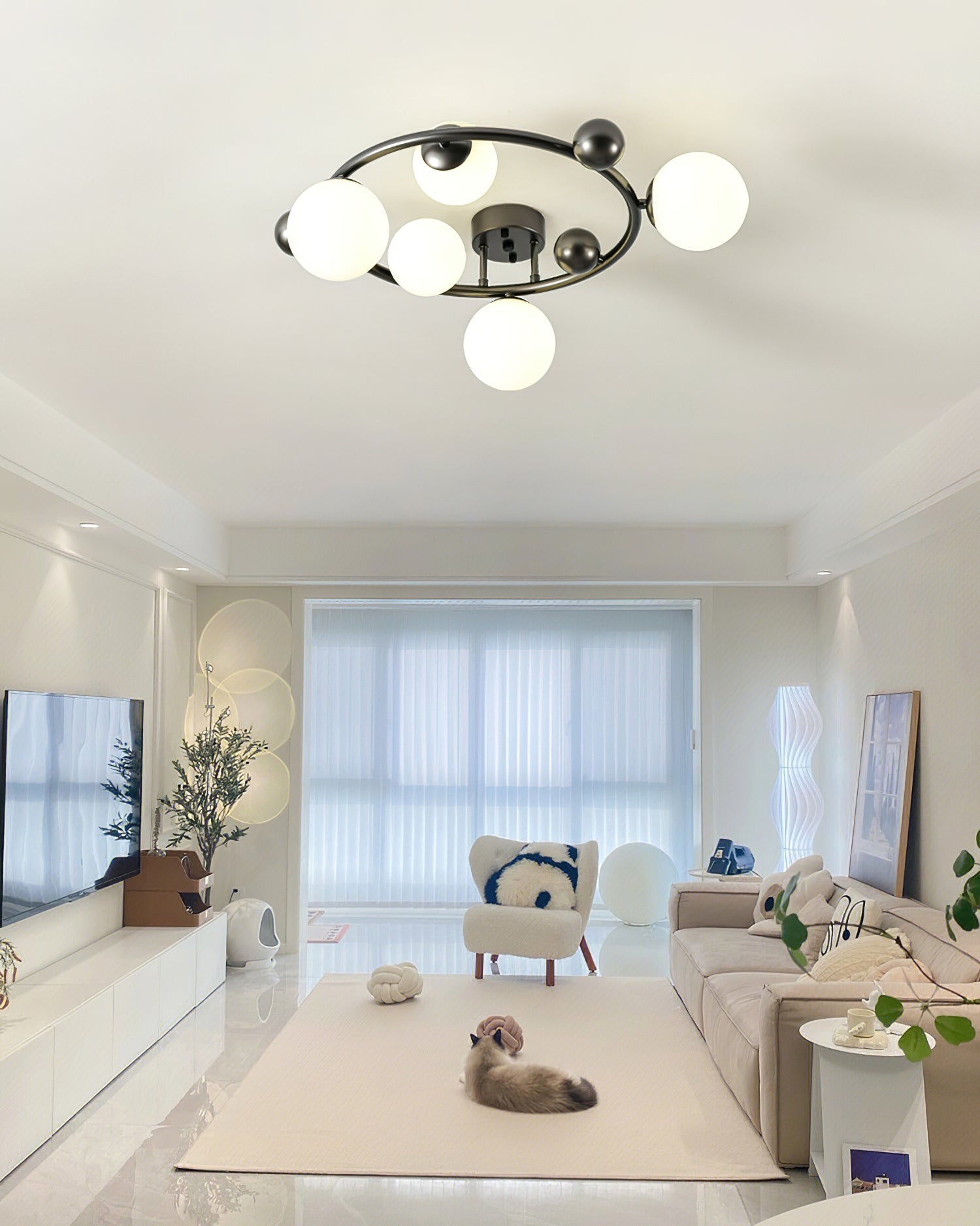 Keden Ceiling Lamp Frosted Glass Orbit Ring Modern - Letslighting