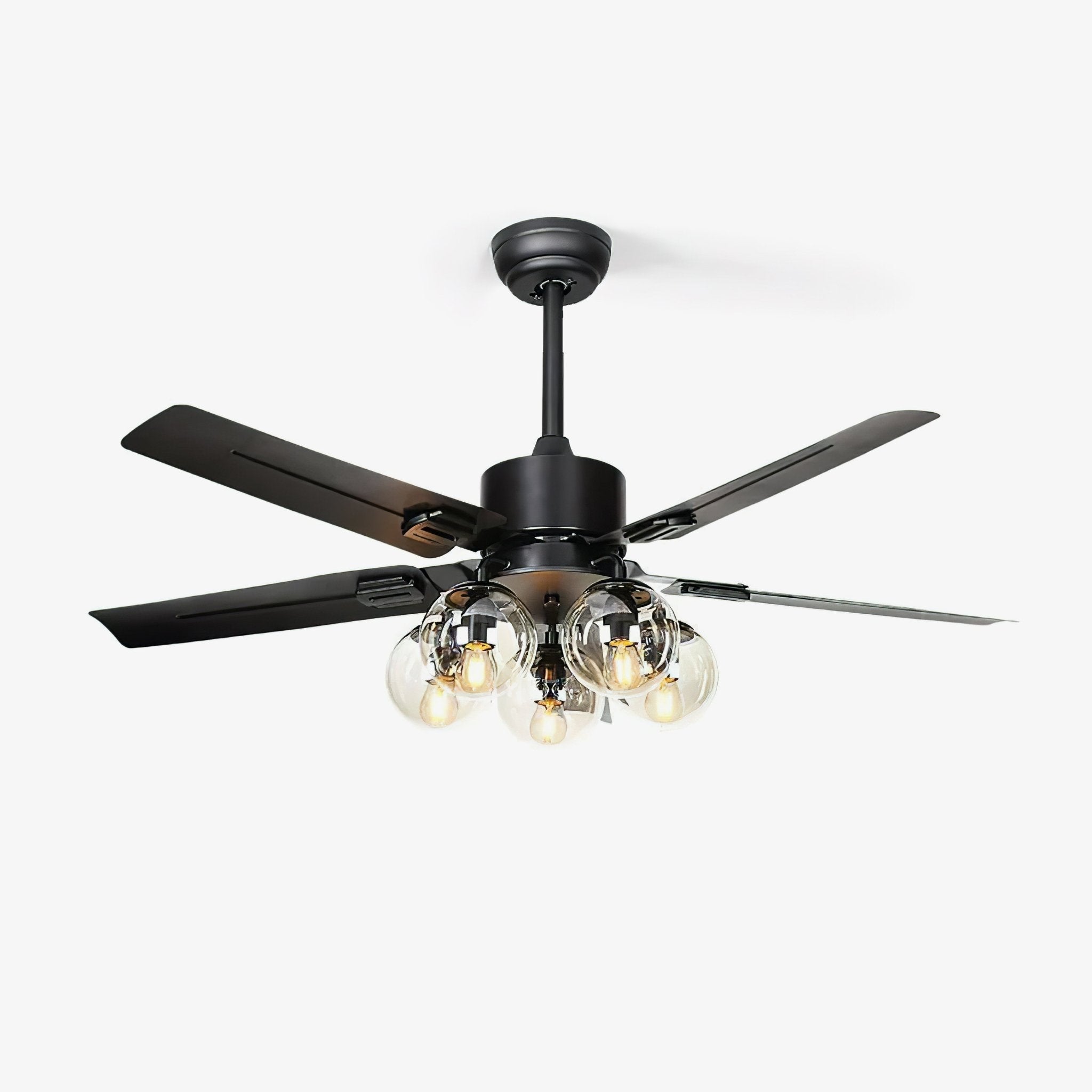 Zazoren Vintage Black Glass Ceiling Fan Light - Letslighting