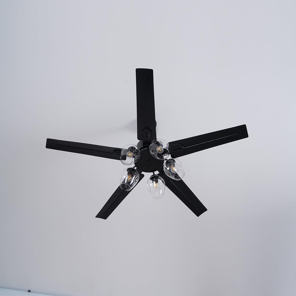 Zazoren Vintage Black Glass Ceiling Fan Light - Letslighting
