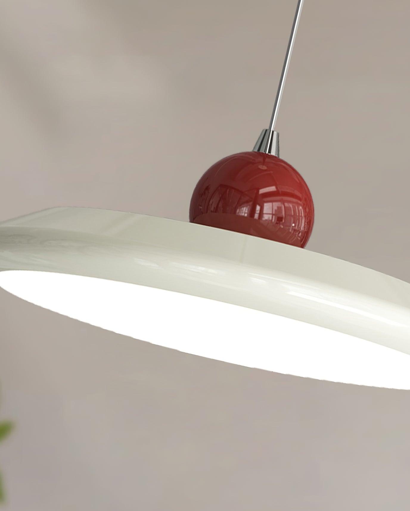 Pendant Lamp White Acrylic Disc Green Trim Red Bold - Letslighting