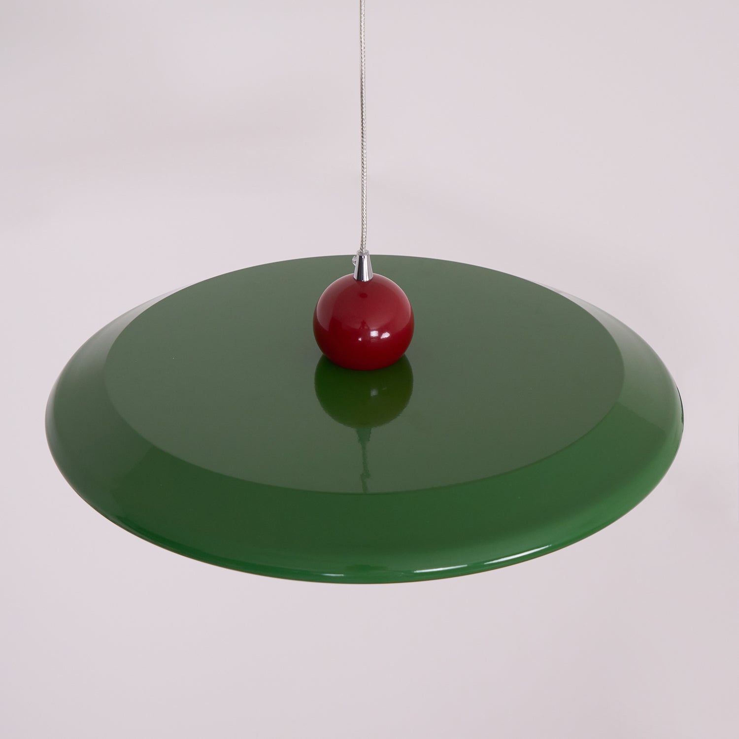 Pendant Lamp White Acrylic Disc Green Trim Red Bold - Letslighting