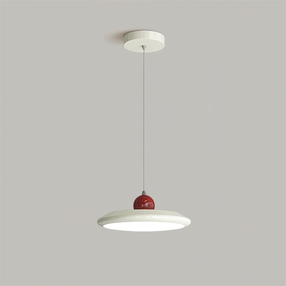 Pendant Lamp White Acrylic Disc Green Trim Red Bold - Letslighting