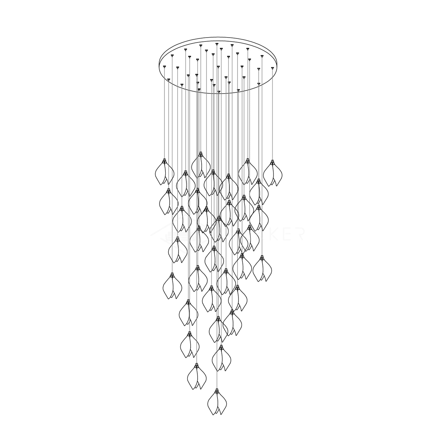 Lustra Pendant Lamp White Floral Ceramic - Letslighting